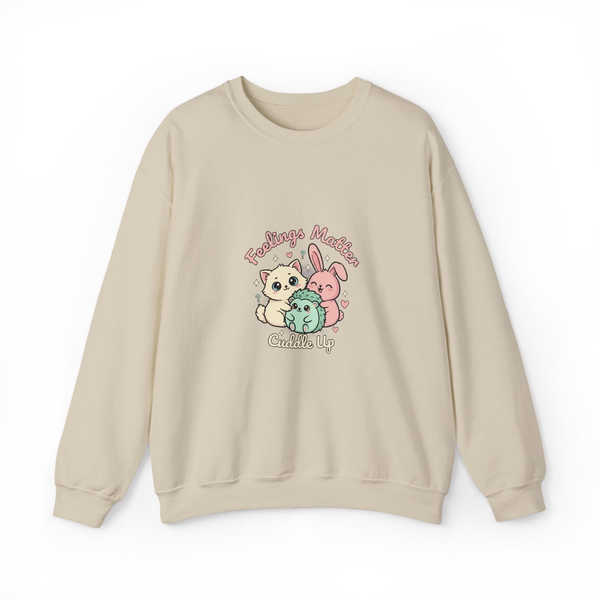 Emotive Kawaii Critters Crewneck Sweatshirt | tiny animals big feelings, pastel cute animal art - AKYCO