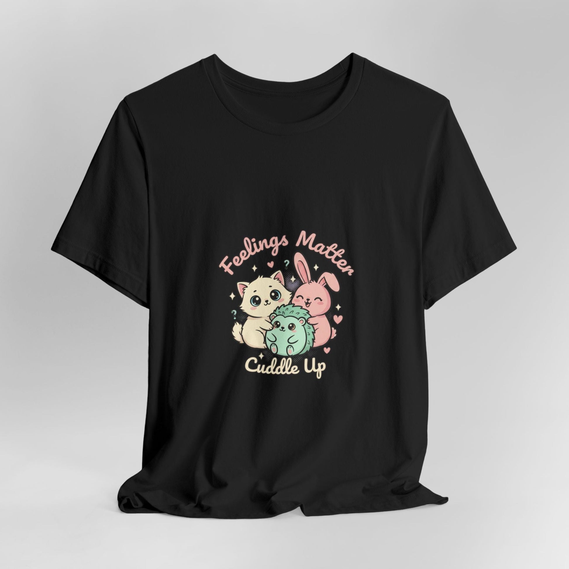 Empathetic Kawaii Critters Tee | tiny creature art, pastel emotive cartoon pet - AKYCO
