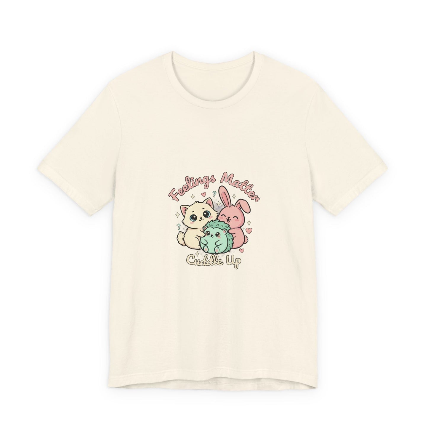 Empathetic Kawaii Critters Tee | tiny creature art, pastel emotive cartoon pet - AKYCO