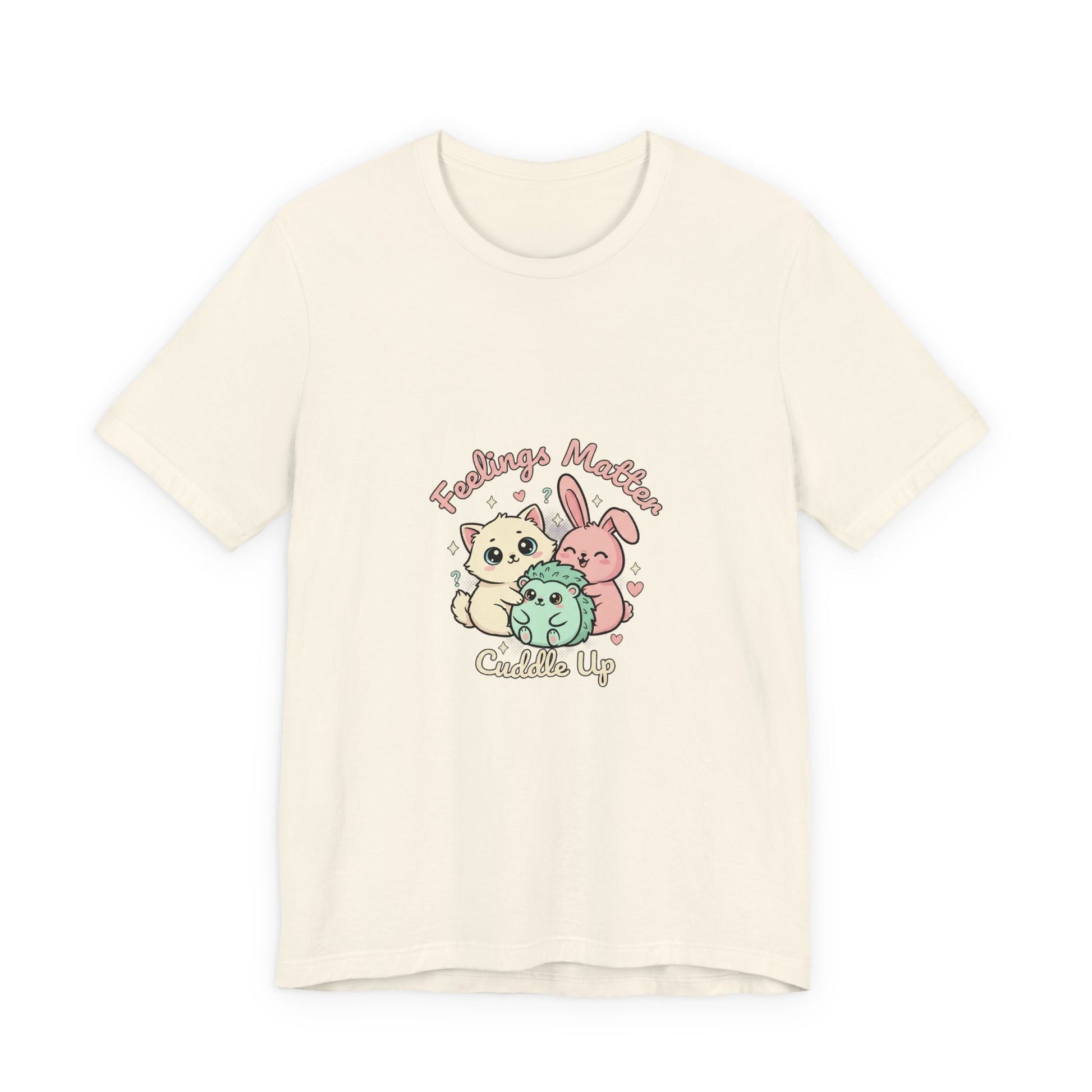 Empathetic Kawaii Critters Tee | tiny creature art, pastel emotive cartoon pet - AKYCO
