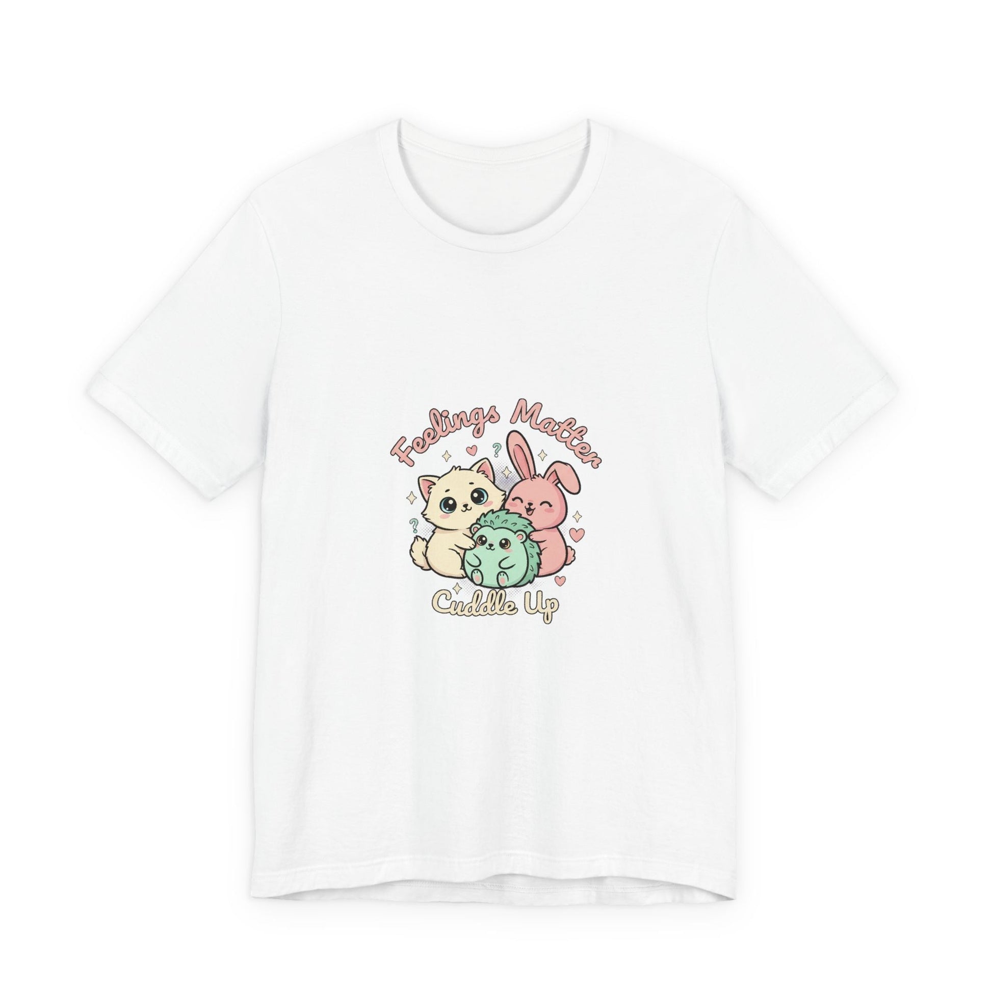 Empathetic Kawaii Critters Tee | tiny creature art, pastel emotive cartoon pet - AKYCO