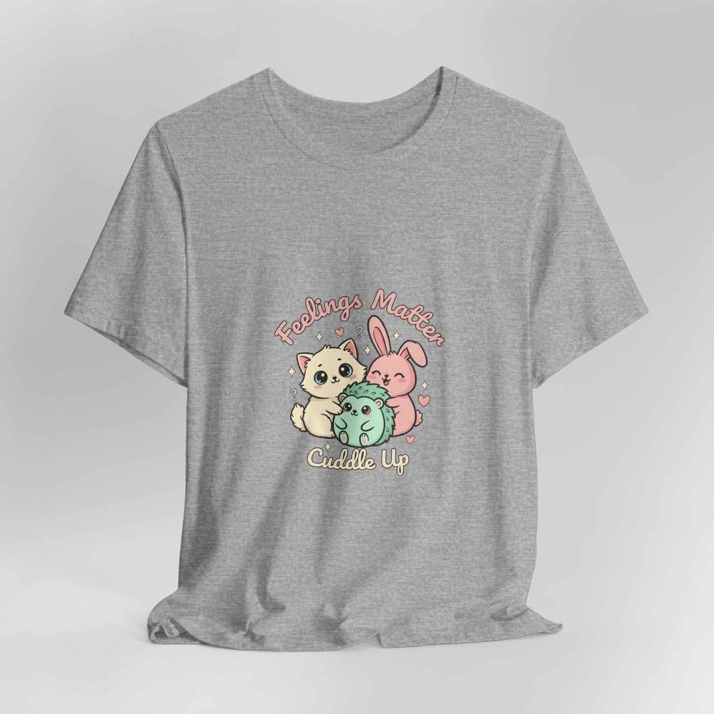 Empathetic Kawaii Critters Tee | tiny creature art, pastel emotive cartoon pet - AKYCO