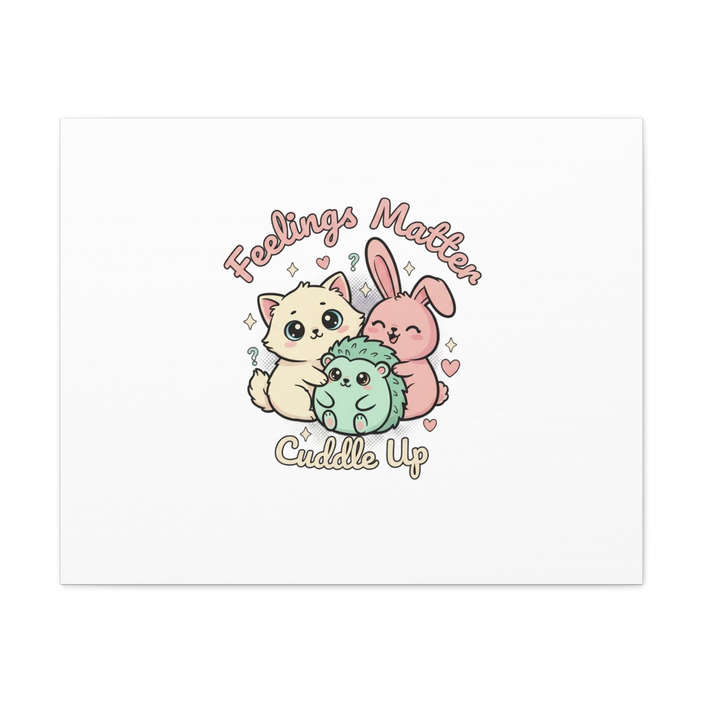 Feelings Matter Cuddle Up Canvas | Tiny Animals, Emotive Cute Animal Art - AKYCO