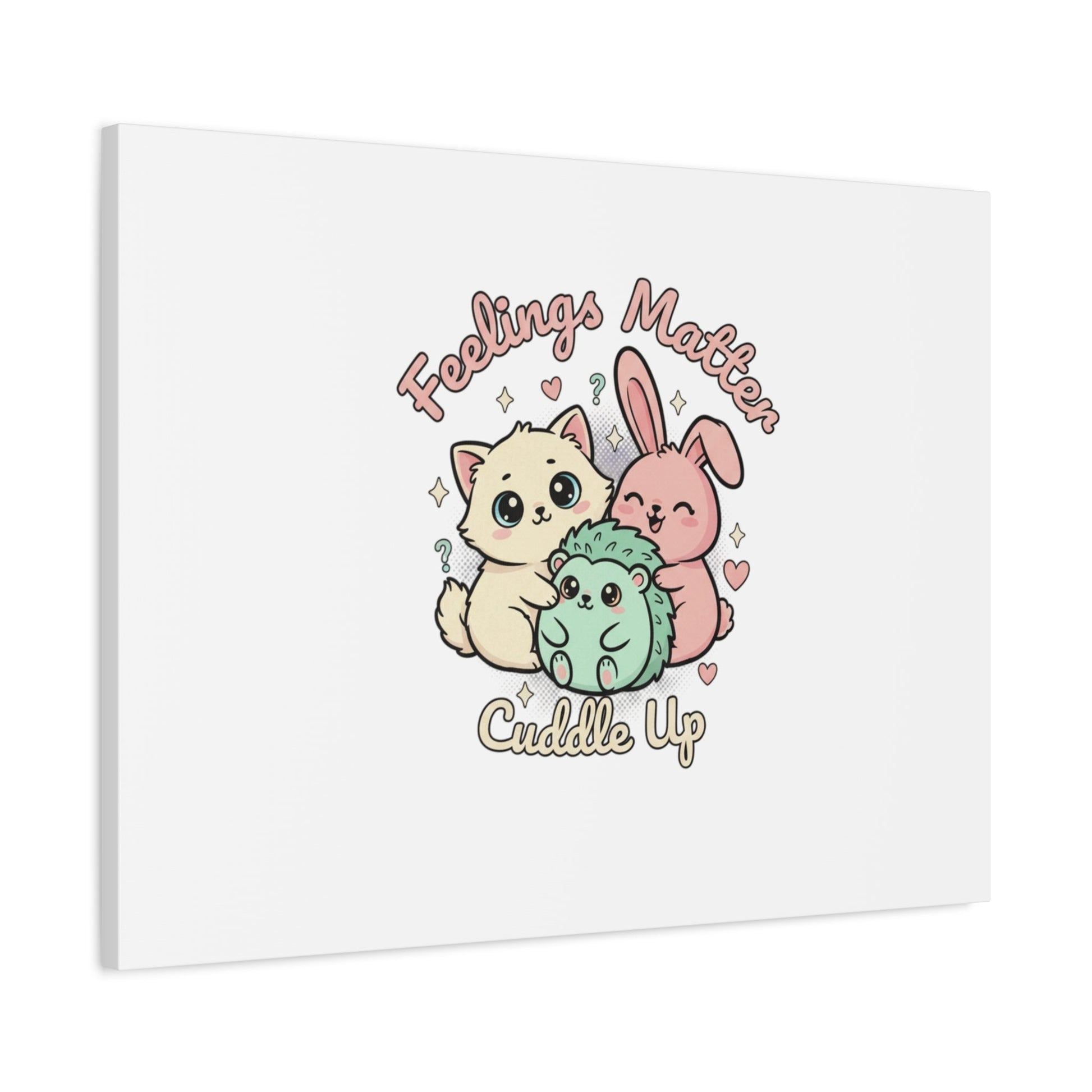 Feelings Matter Cuddle Up Canvas | Tiny Animals, Emotive Cute Animal Art - AKYCO