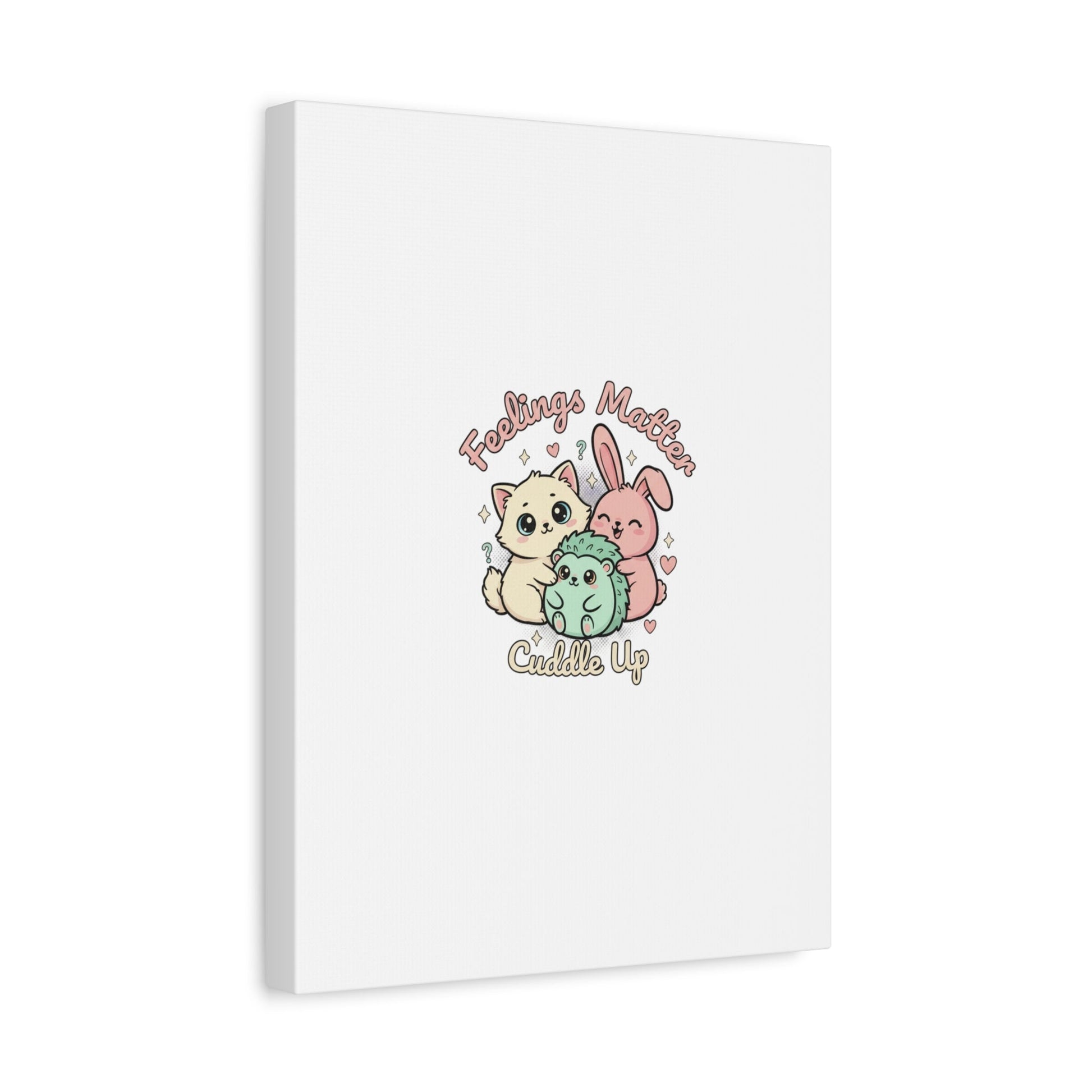 Feelings Matter Cuddle Up Canvas | Tiny Animals, Emotive Cute Animal Art - AKYCO