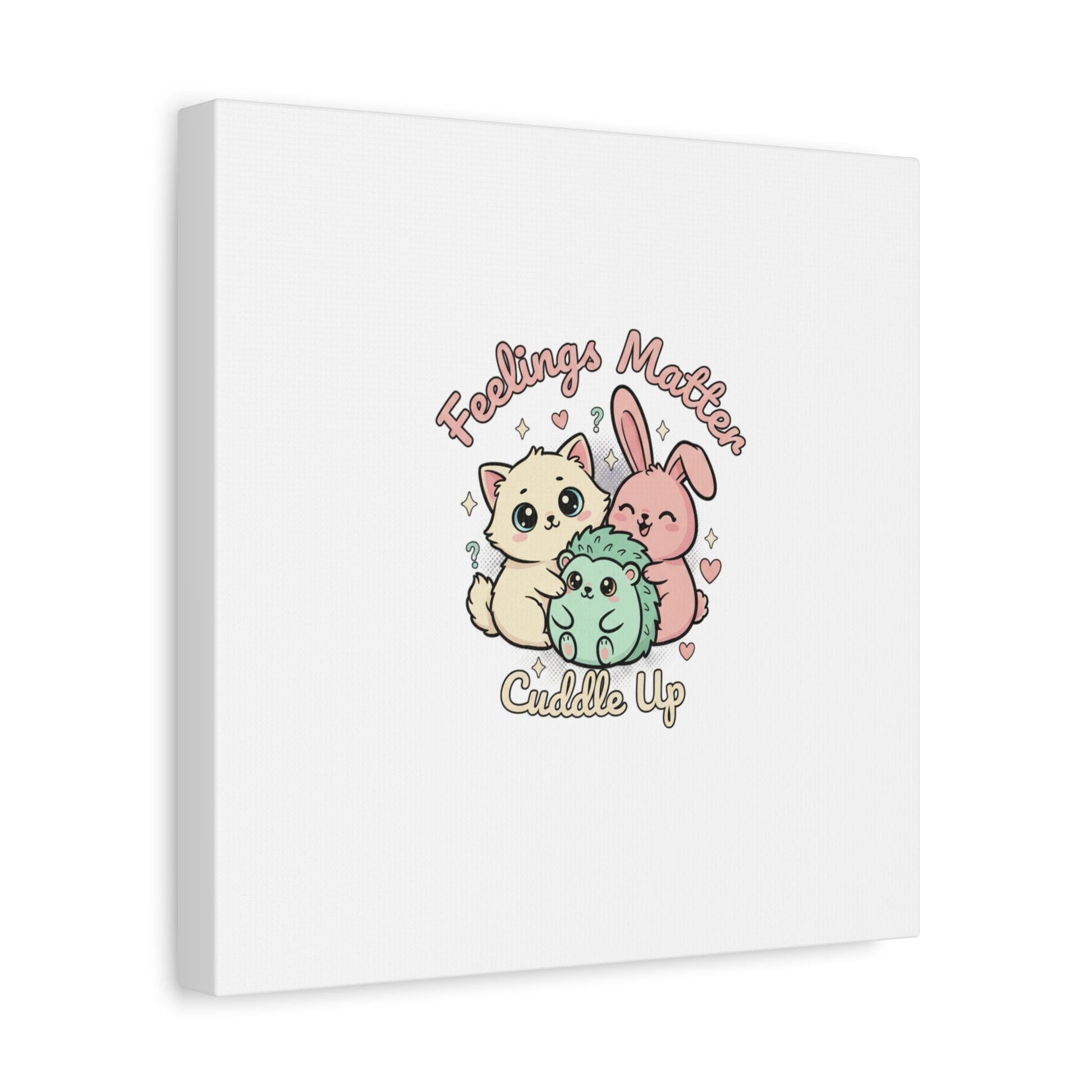 Feelings Matter Cuddle Up Canvas | Tiny Animals, Emotive Cute Animal Art - AKYCO