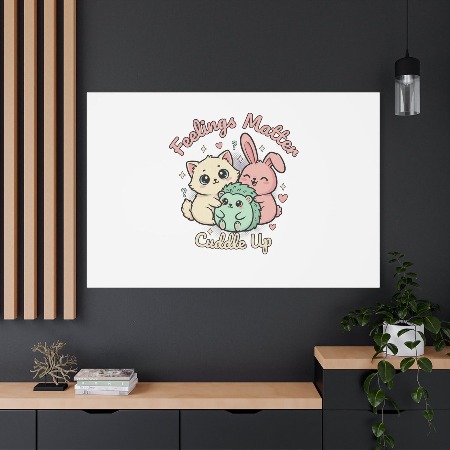 Feelings Matter Cuddle Up Canvas | Tiny Animals, Emotive Cute Animal Art - AKYCO