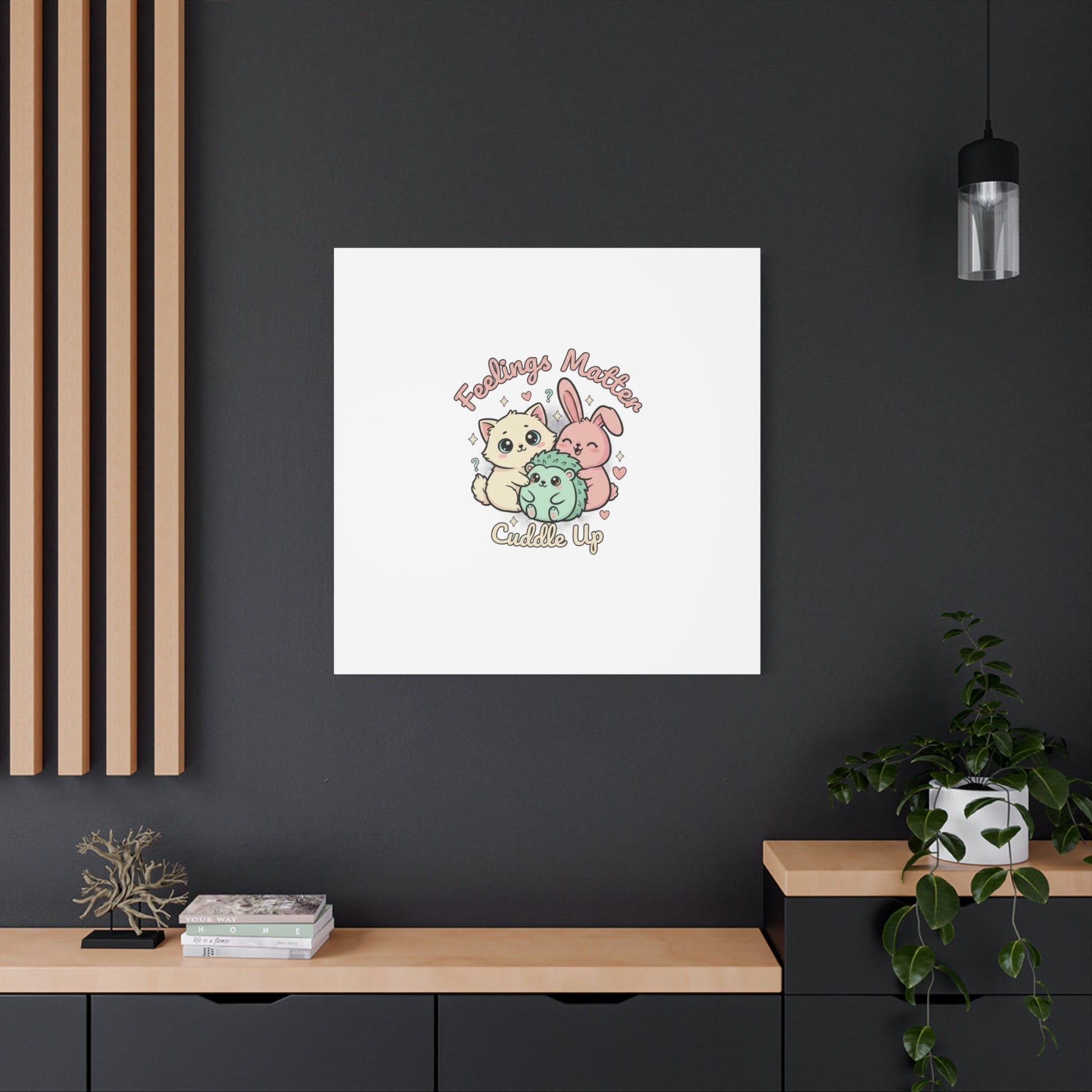 Feelings Matter Cuddle Up Canvas | Tiny Animals, Emotive Cute Animal Art - AKYCO