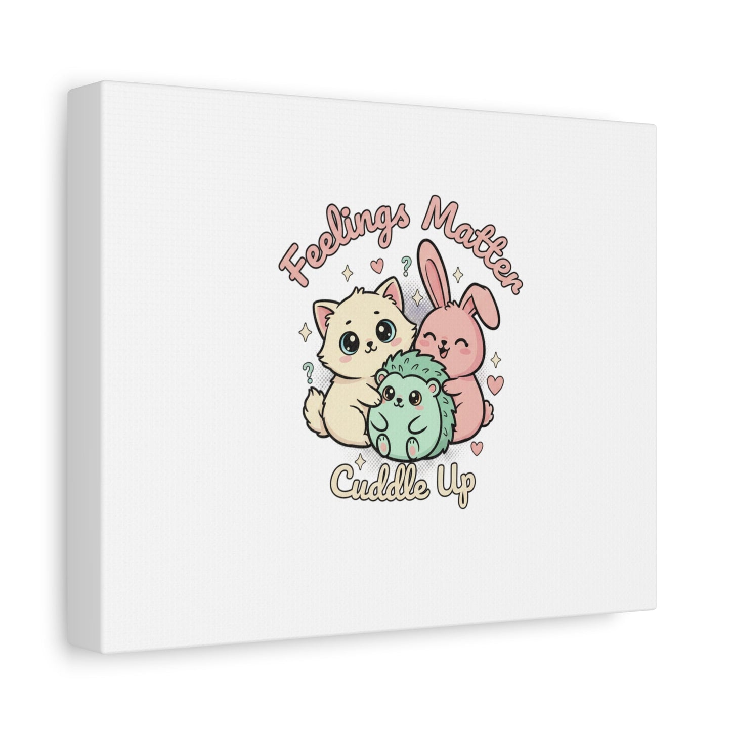 Feelings Matter Cuddle Up Canvas | Tiny Animals, Emotive Cute Animal Art - AKYCO