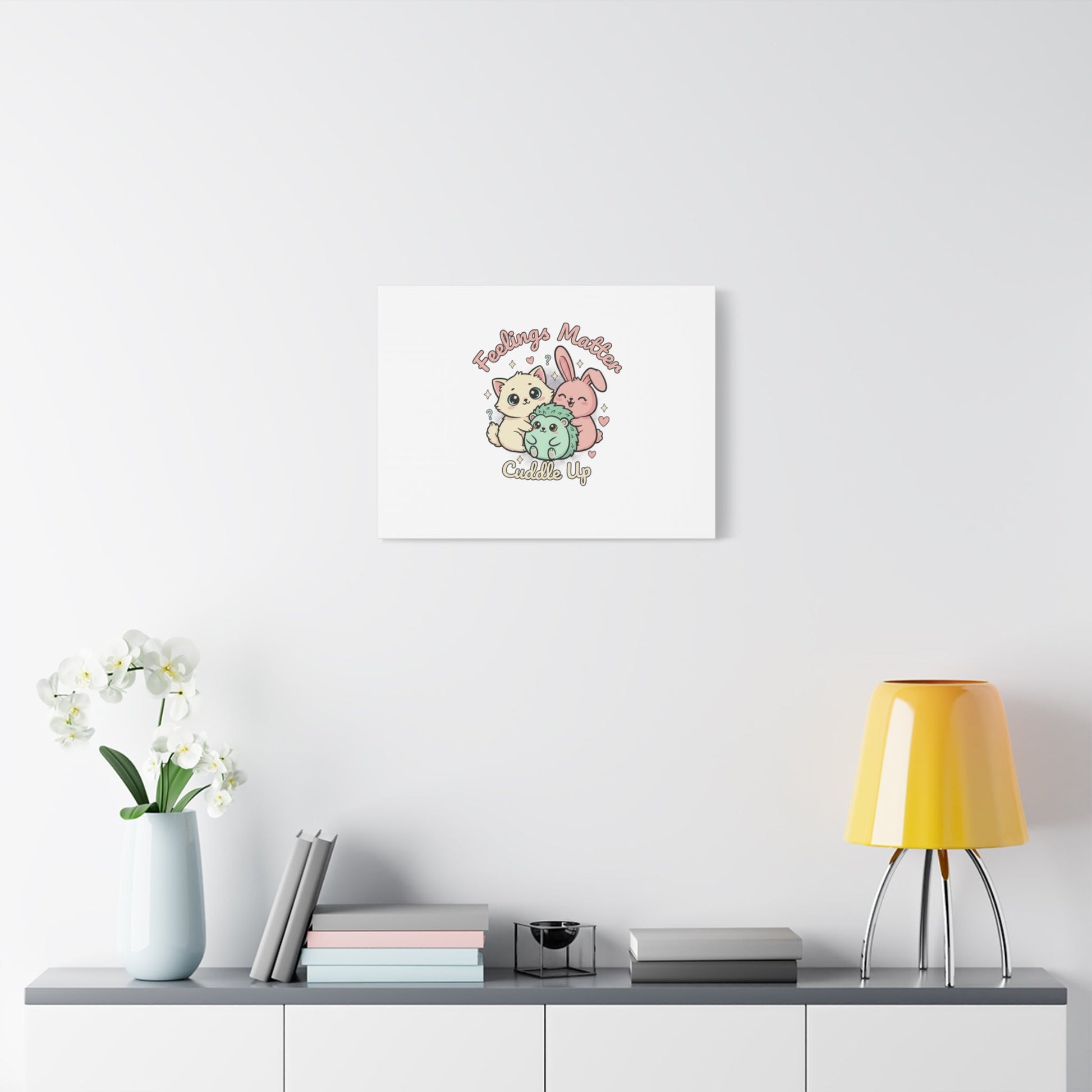 Feelings Matter Cuddle Up Canvas | Tiny Animals, Emotive Cute Animal Art - AKYCO