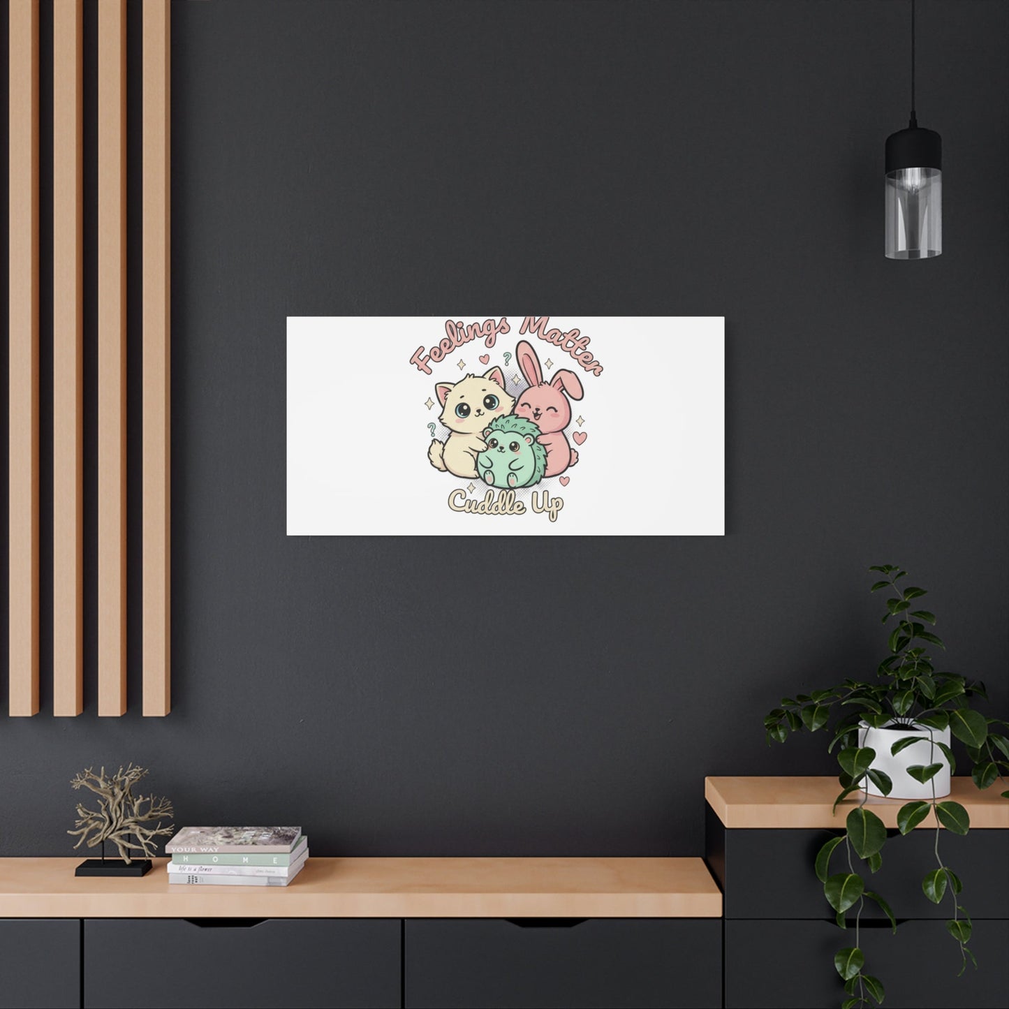 Feelings Matter Cuddle Up Canvas | Tiny Animals, Emotive Cute Animal Art - AKYCO
