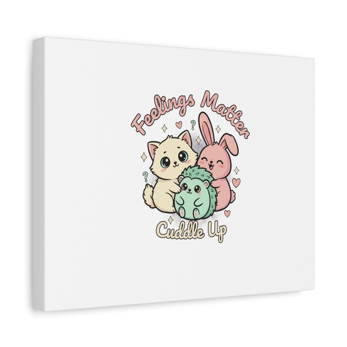 Feelings Matter Cuddle Up Canvas | Tiny Animals, Emotive Cute Animal Art - AKYCO