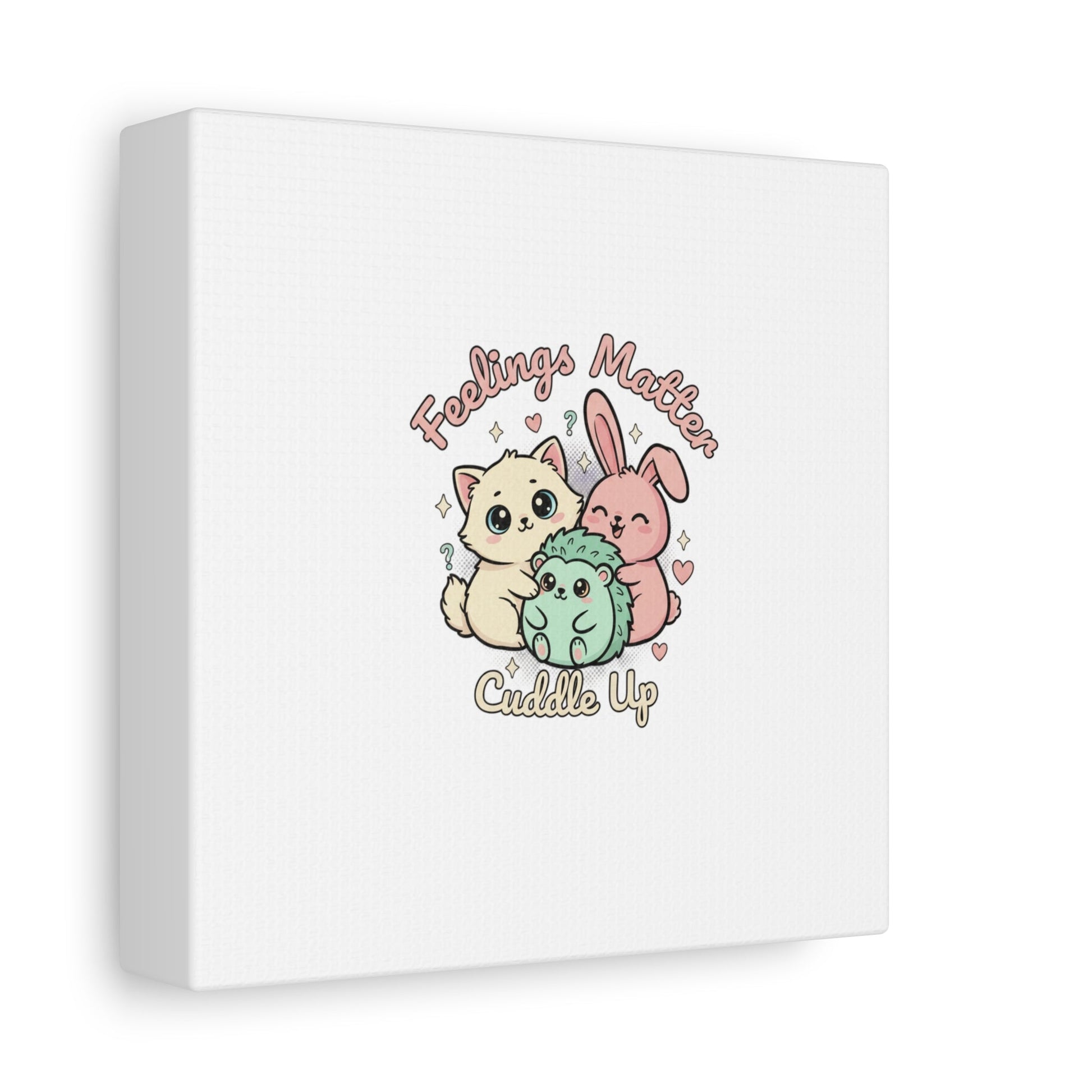 Feelings Matter Cuddle Up Canvas | Tiny Animals, Emotive Cute Animal Art - AKYCO