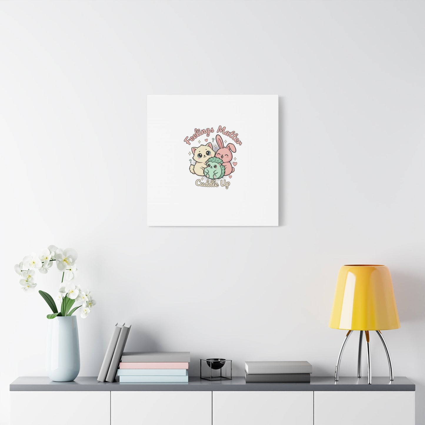 Feelings Matter Cuddle Up Canvas | Tiny Animals, Emotive Cute Animal Art - AKYCO