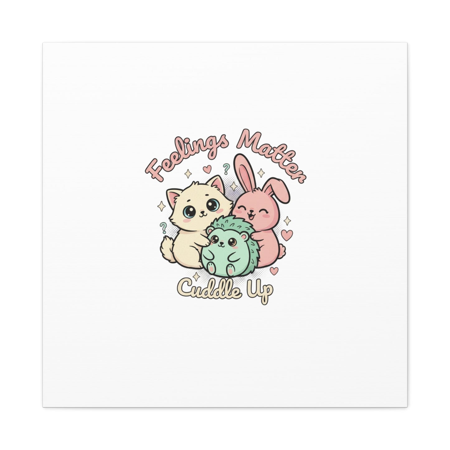 Feelings Matter Cuddle Up Canvas | Tiny Animals, Emotive Cute Animal Art - AKYCO