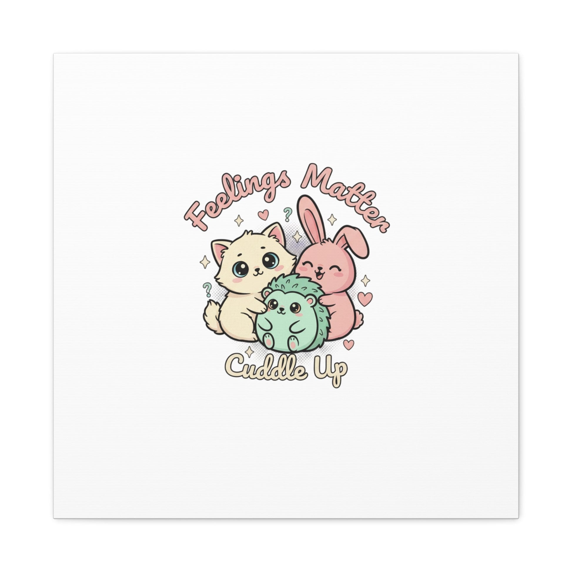 Feelings Matter Cuddle Up Canvas | Tiny Animals, Emotive Cute Animal Art - AKYCO