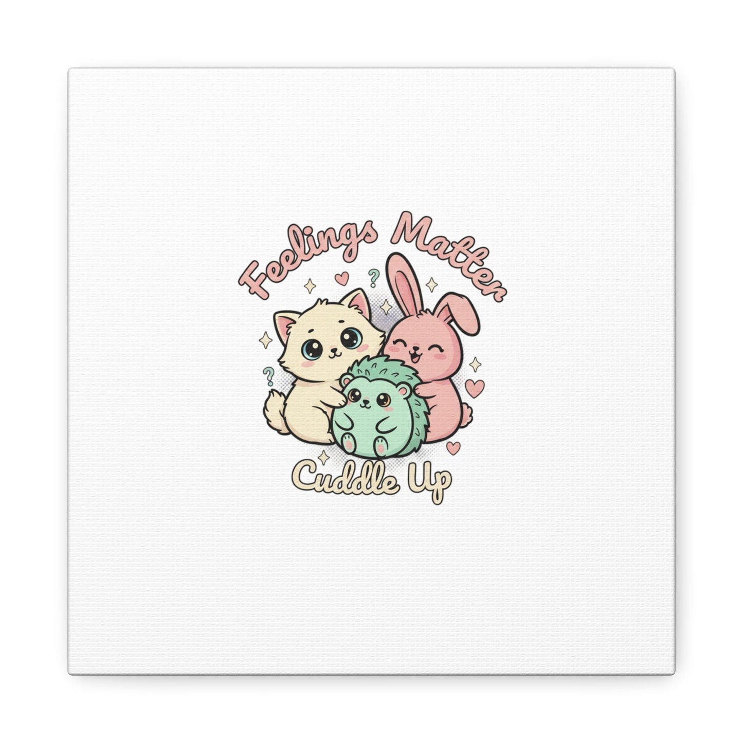 Feelings Matter Cuddle Up Canvas | Tiny Animals, Emotive Cute Animal Art - AKYCO
