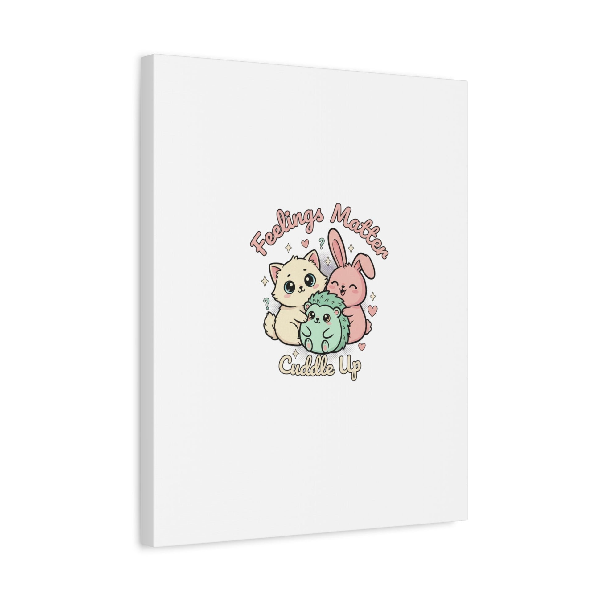 Feelings Matter Cuddle Up Canvas | Tiny Animals, Emotive Cute Animal Art - AKYCO