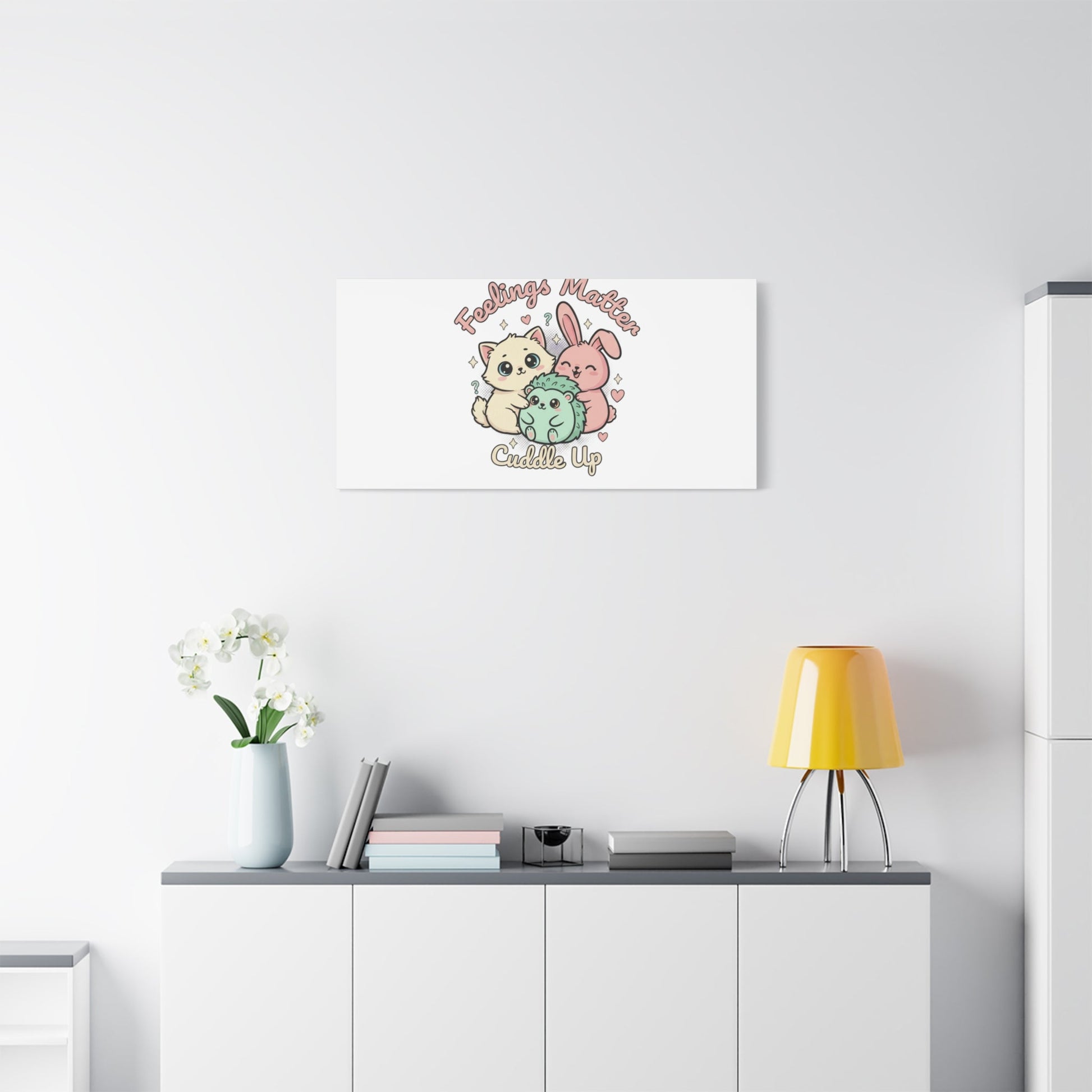 Feelings Matter Cuddle Up Canvas | Tiny Animals, Emotive Cute Animal Art - AKYCO