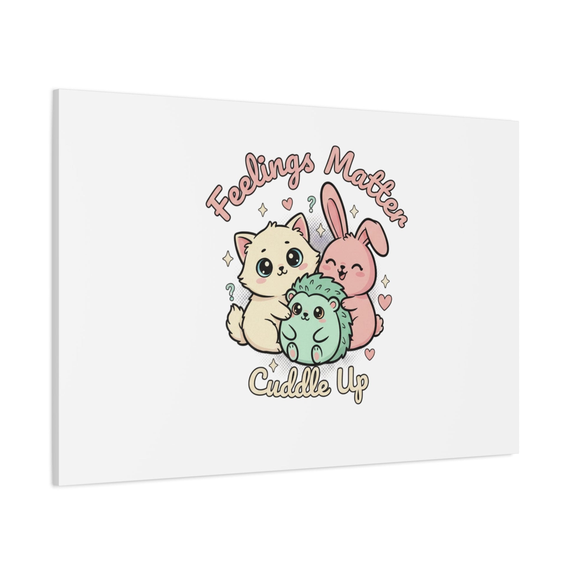 Feelings Matter Cuddle Up Canvas | Tiny Animals, Emotive Cute Animal Art - AKYCO