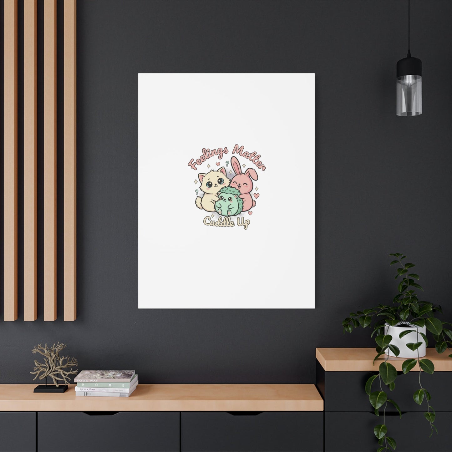 Feelings Matter Cuddle Up Canvas | Tiny Animals, Emotive Cute Animal Art - AKYCO