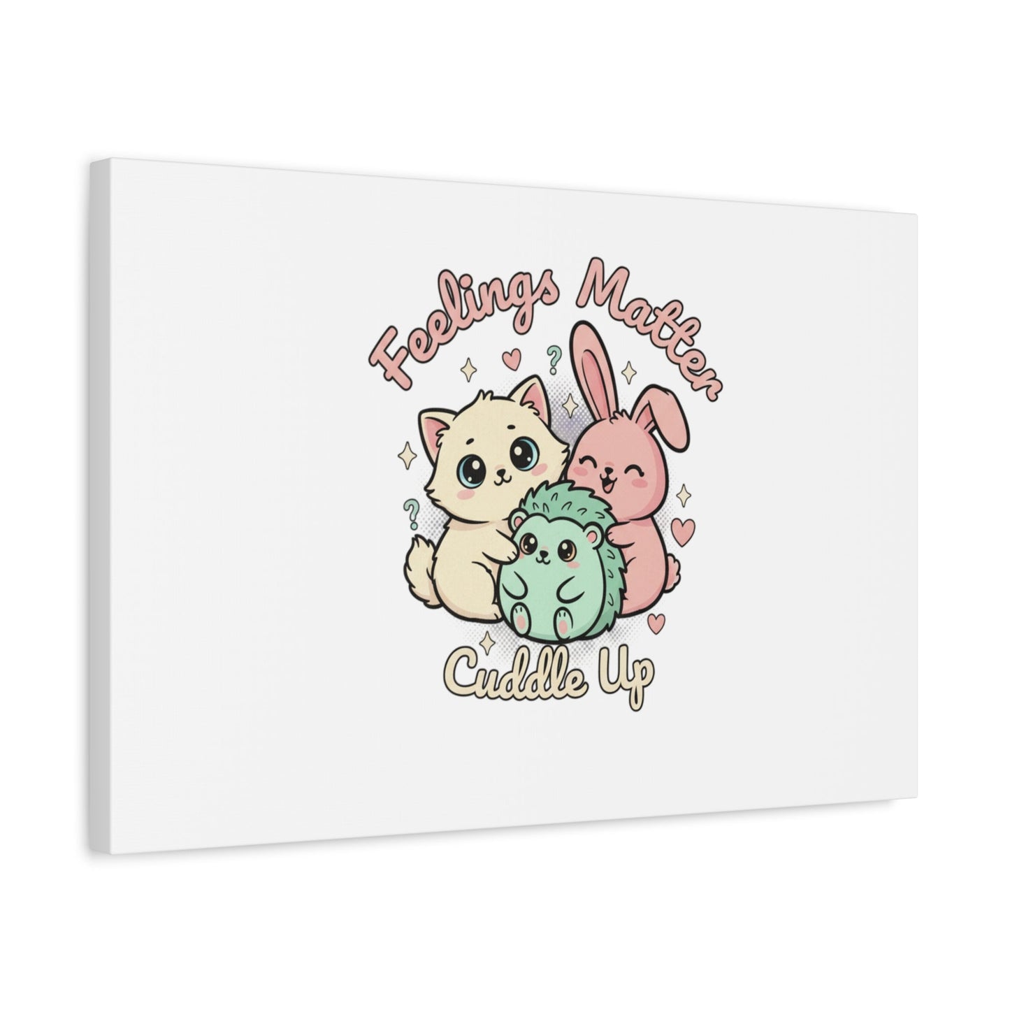 Feelings Matter Cuddle Up Canvas | Tiny Animals, Emotive Cute Animal Art - AKYCO