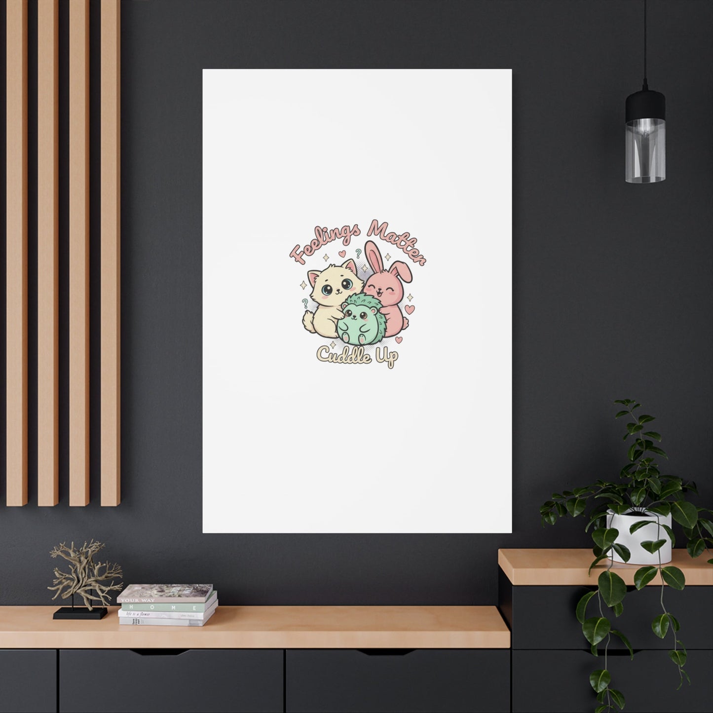 Feelings Matter Cuddle Up Canvas | Tiny Animals, Emotive Cute Animal Art - AKYCO