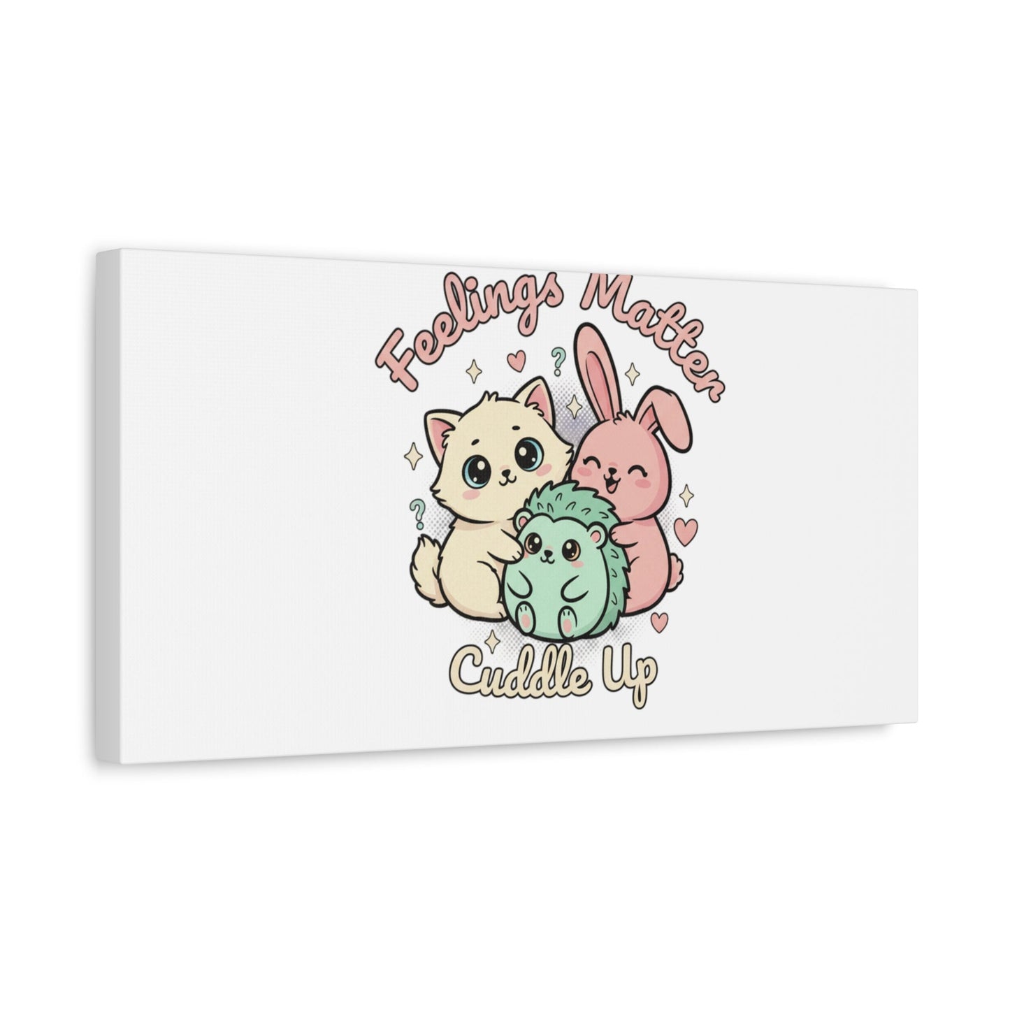 Feelings Matter Cuddle Up Canvas | Tiny Animals, Emotive Cute Animal Art - AKYCO