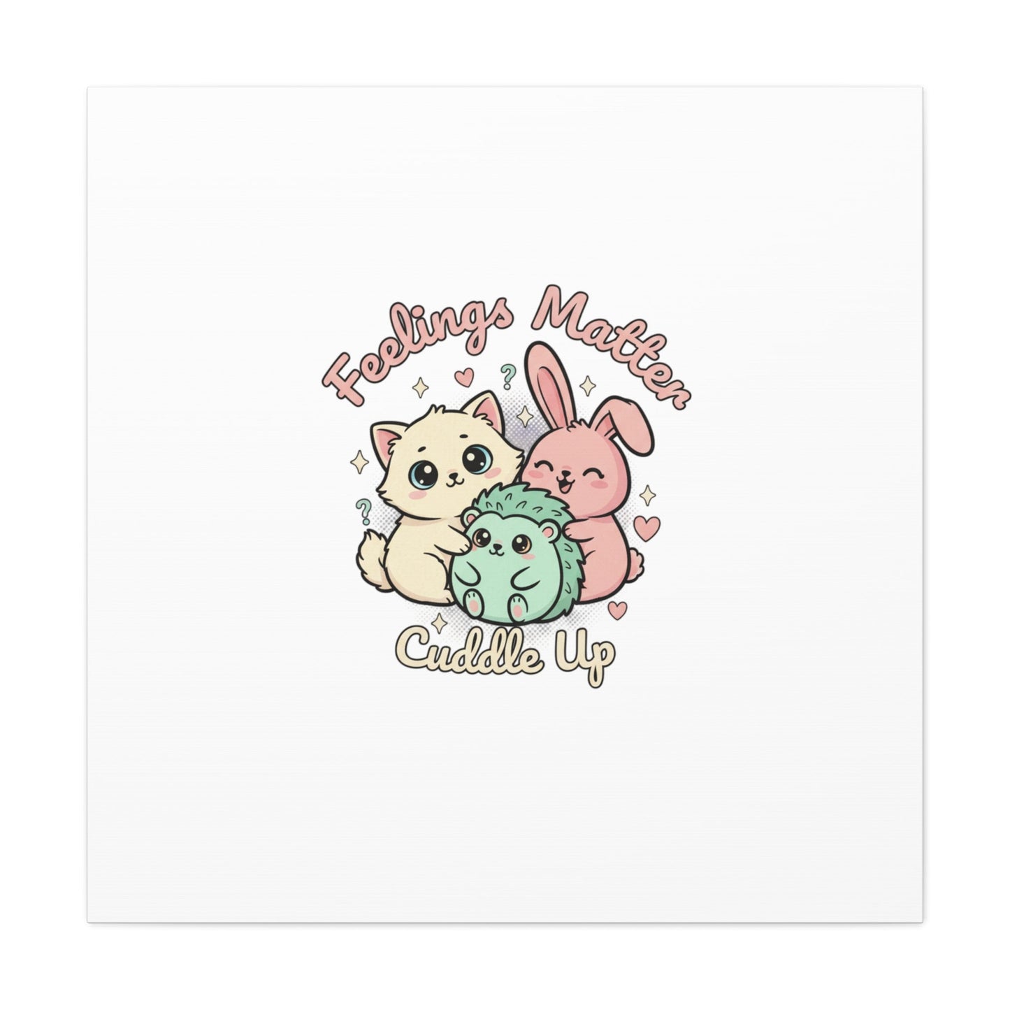 Feelings Matter Cuddle Up Canvas | Tiny Animals, Emotive Cute Animal Art - AKYCO
