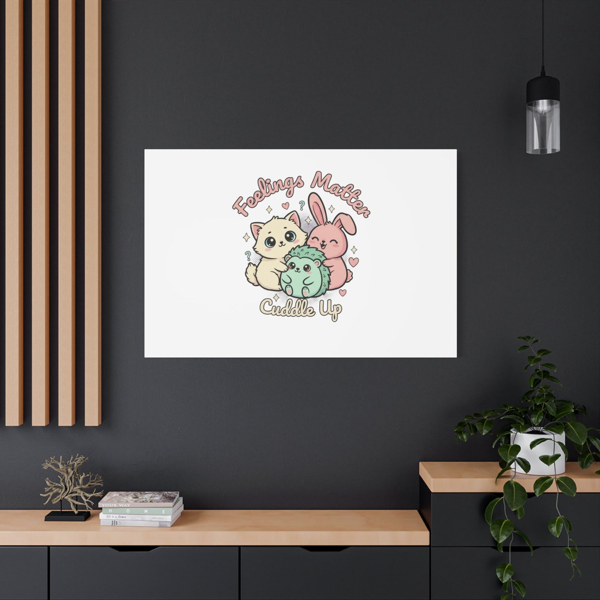 Feelings Matter Cuddle Up Canvas | Tiny Animals, Emotive Cute Animal Art - AKYCO