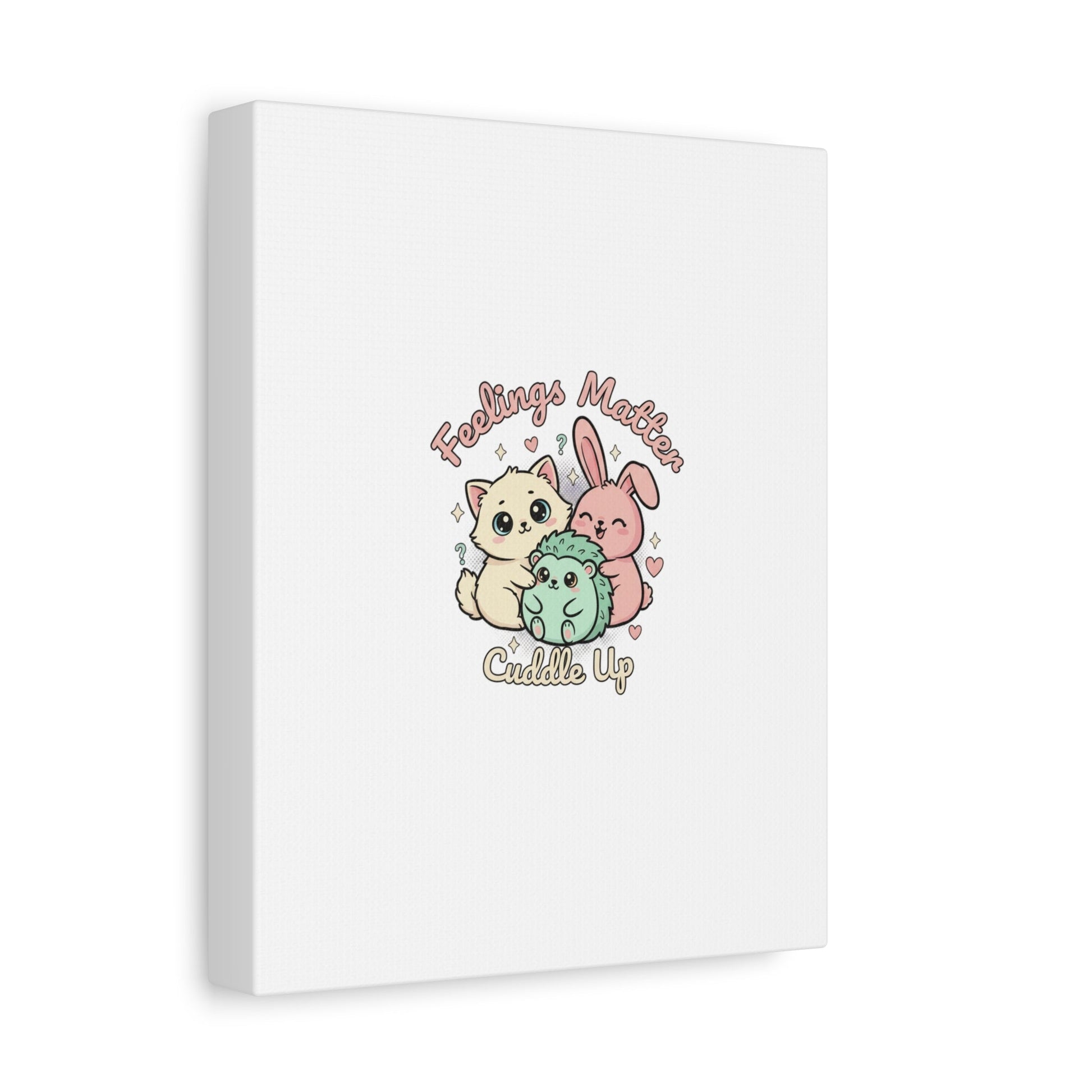 Feelings Matter Cuddle Up Canvas | Tiny Animals, Emotive Cute Animal Art - AKYCO