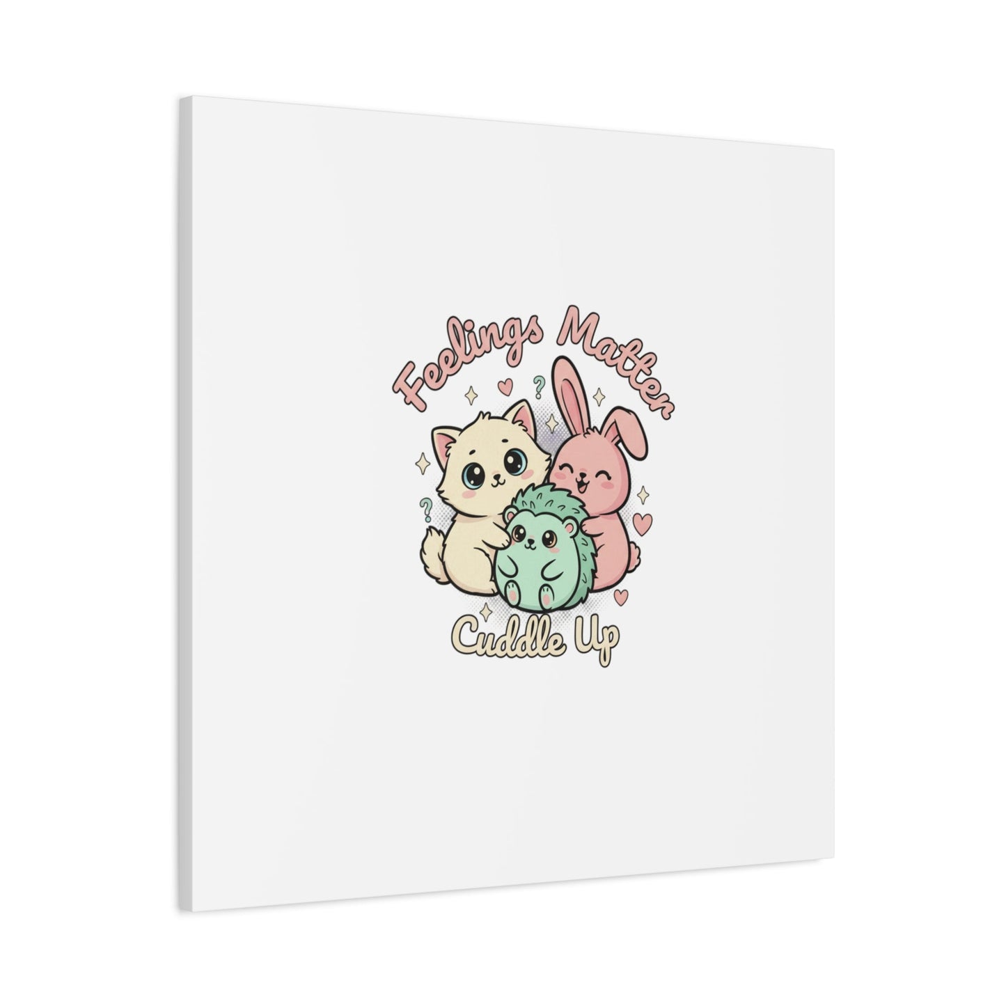 Feelings Matter Cuddle Up Canvas | Tiny Animals, Emotive Cute Animal Art - AKYCO