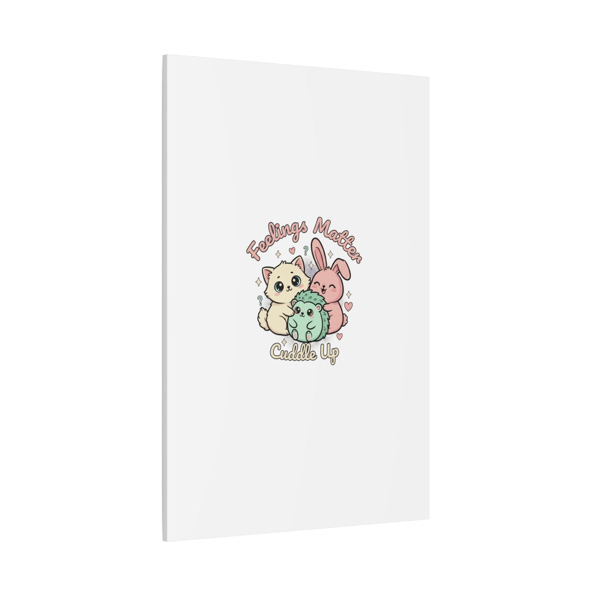 Feelings Matter Cuddle Up Canvas | Tiny Animals, Emotive Cute Animal Art - AKYCO