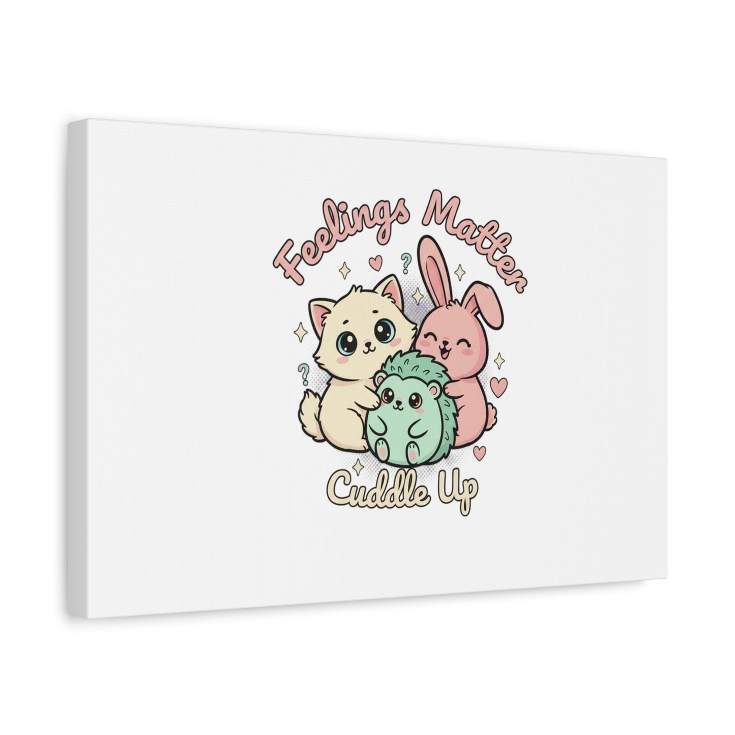 Feelings Matter Cuddle Up Canvas | Tiny Animals, Emotive Cute Animal Art - AKYCO