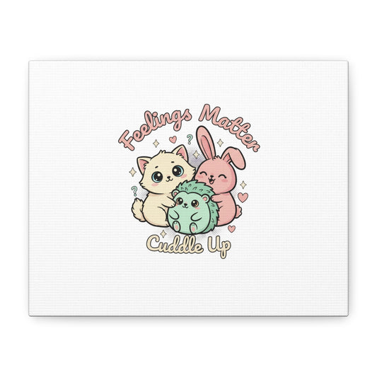 Feelings Matter Cuddle Up Canvas | Tiny Animals, Emotive Cute Animal Art - AKYCO