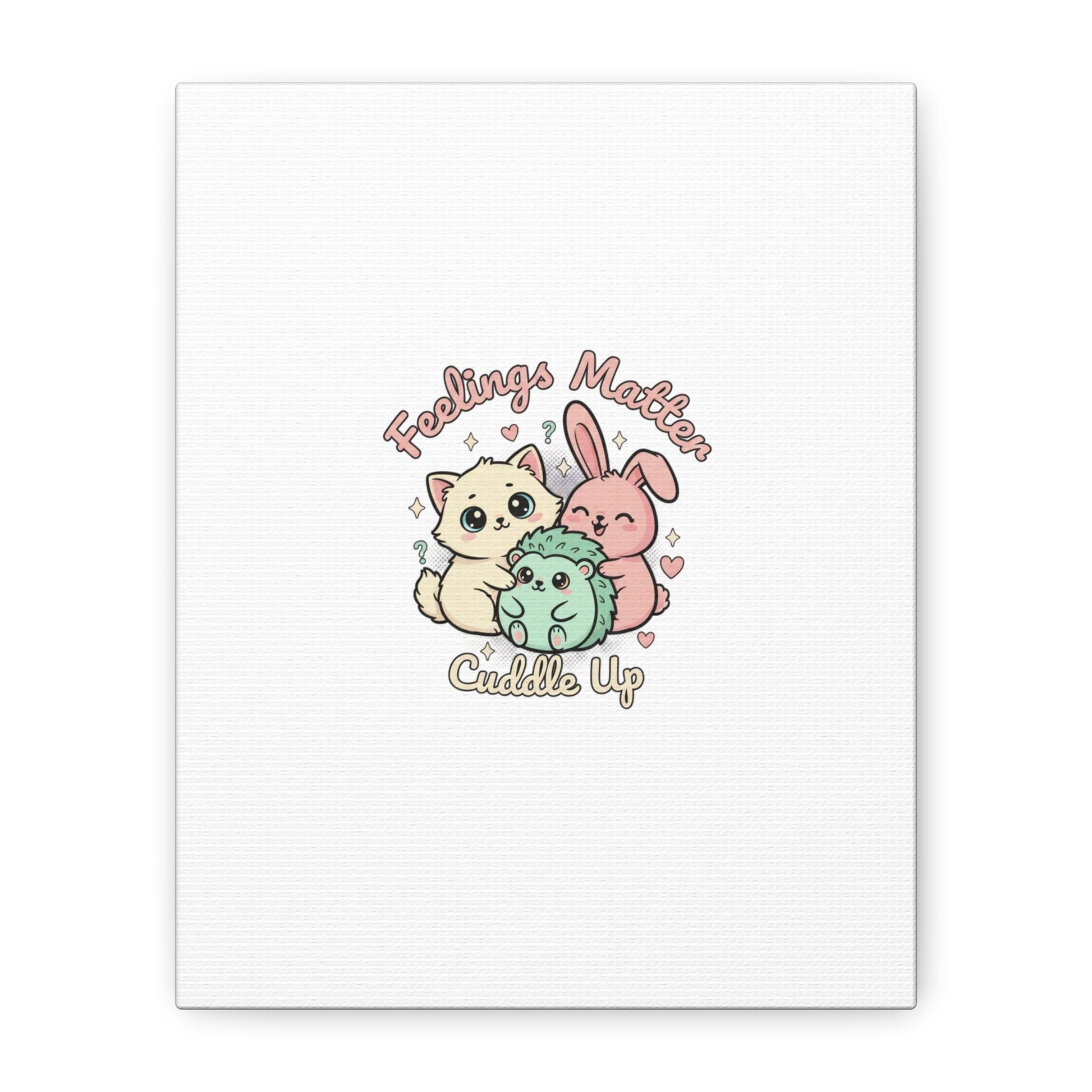 Feelings Matter Cuddle Up Canvas | Tiny Animals, Emotive Cute Animal Art - AKYCO