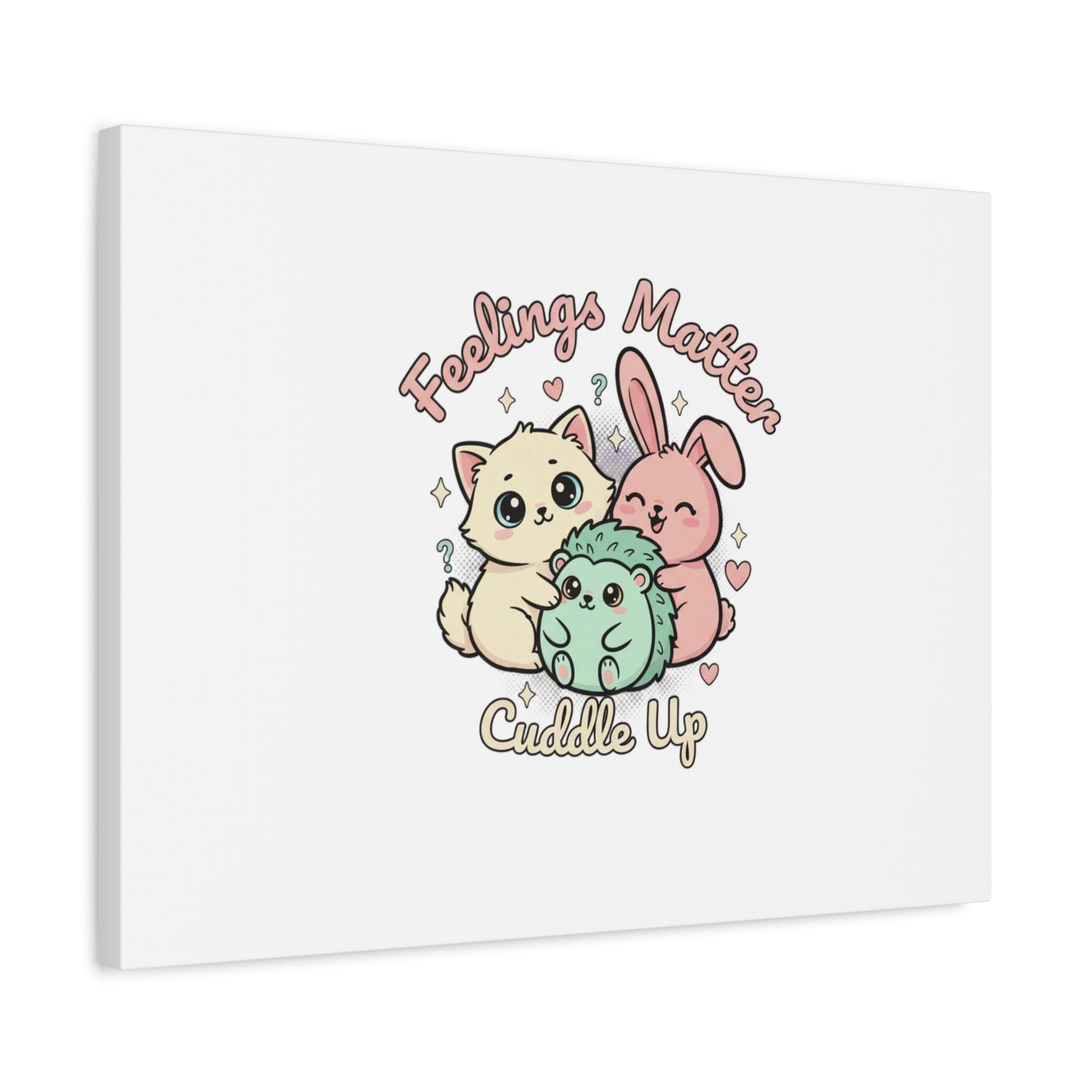 Feelings Matter Cuddle Up Canvas | Tiny Animals, Emotive Cute Animal Art - AKYCO