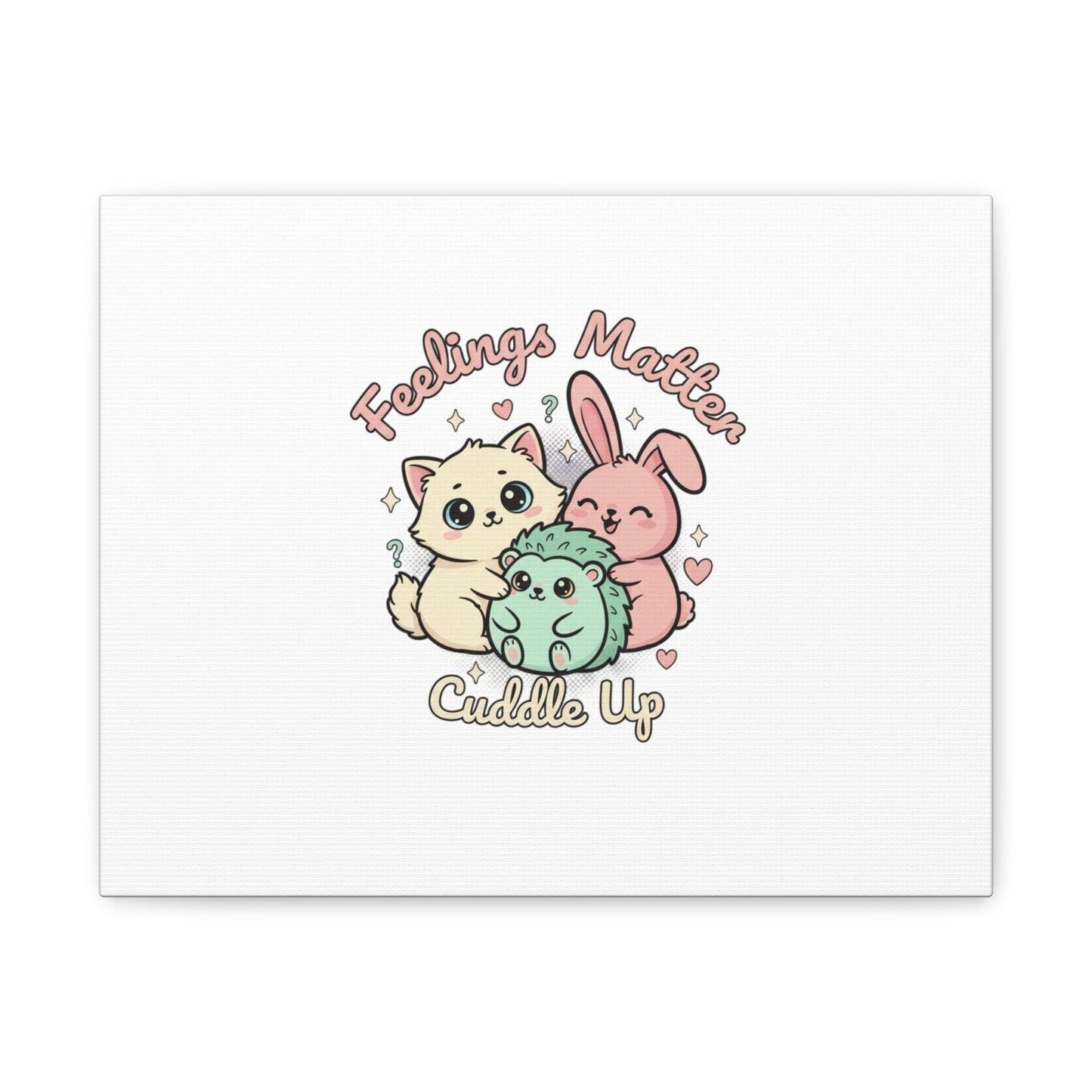Feelings Matter Cuddle Up Canvas | Tiny Animals, Emotive Cute Animal Art - AKYCO