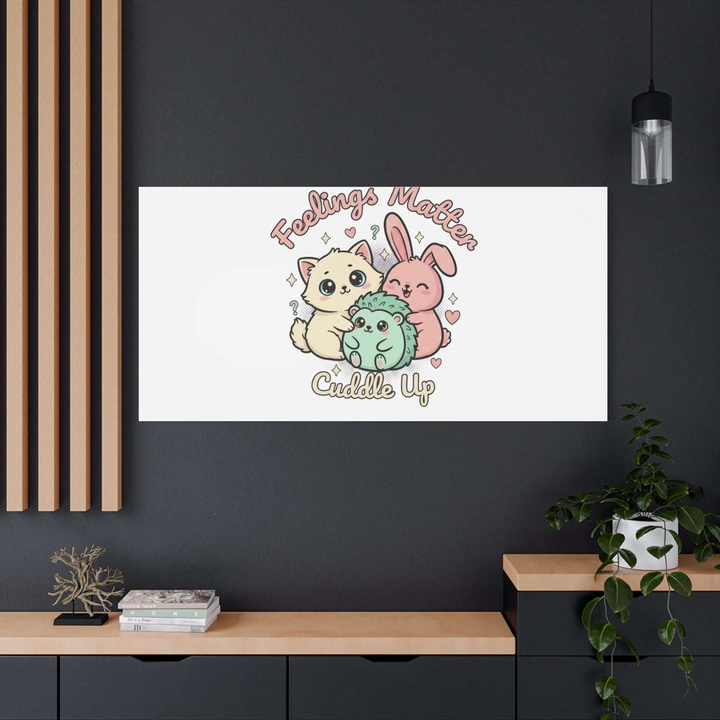 Feelings Matter Cuddle Up Canvas | Tiny Animals, Emotive Cute Animal Art - AKYCO