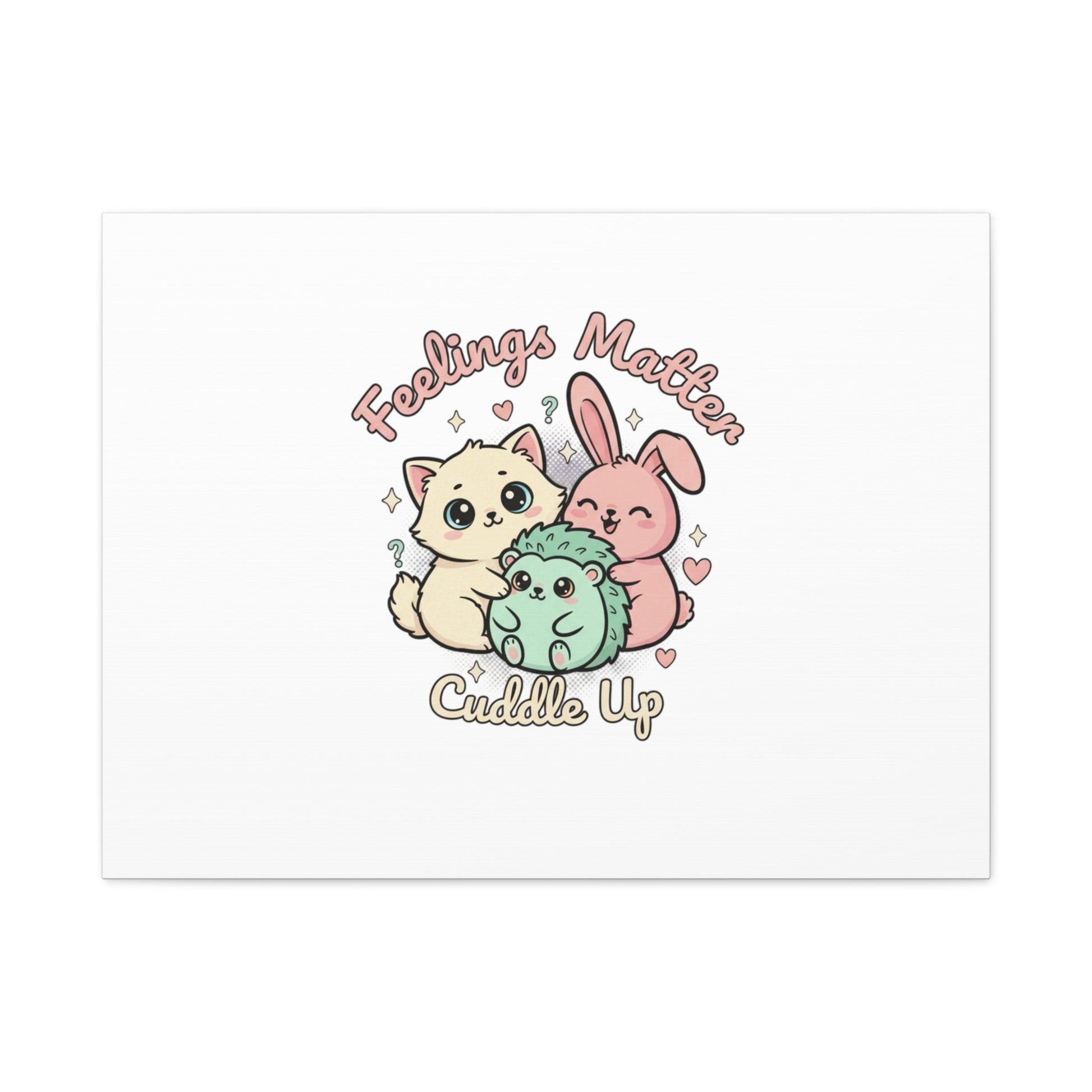 Feelings Matter Cuddle Up Canvas | Tiny Animals, Emotive Cute Animal Art - AKYCO