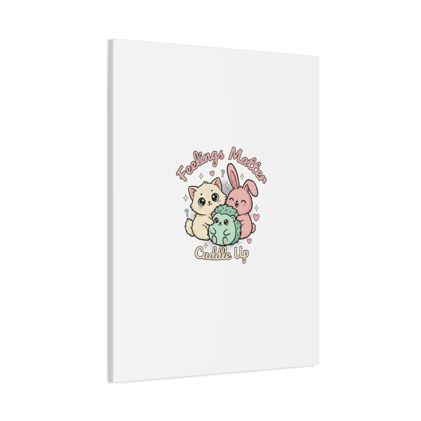 Feelings Matter Cuddle Up Canvas | Tiny Animals, Emotive Cute Animal Art - AKYCO