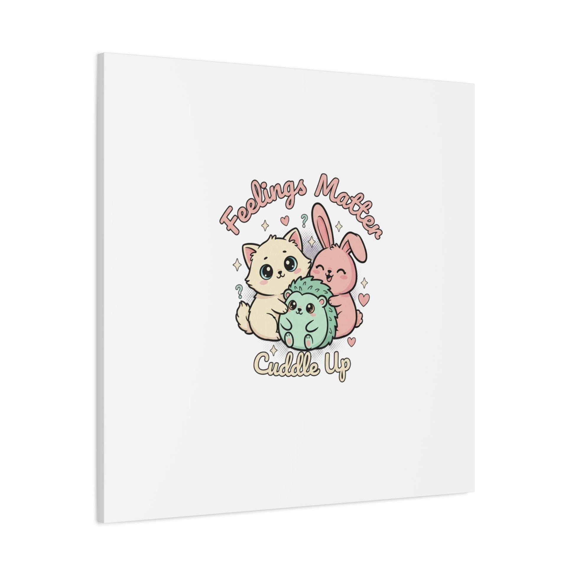 Feelings Matter Cuddle Up Canvas | Tiny Animals, Emotive Cute Animal Art - AKYCO