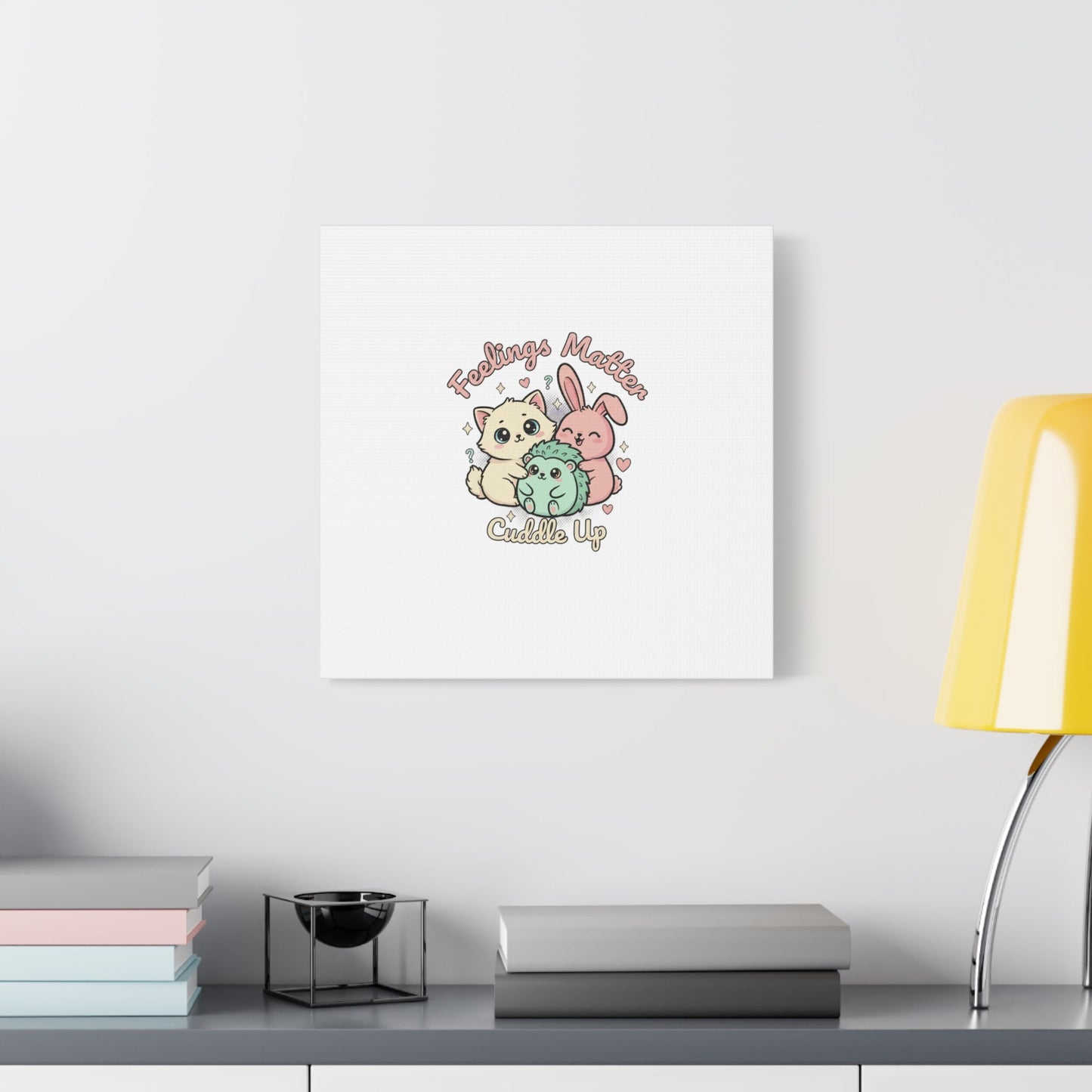 Feelings Matter Cuddle Up Canvas | Tiny Animals, Emotive Cute Animal Art - AKYCO
