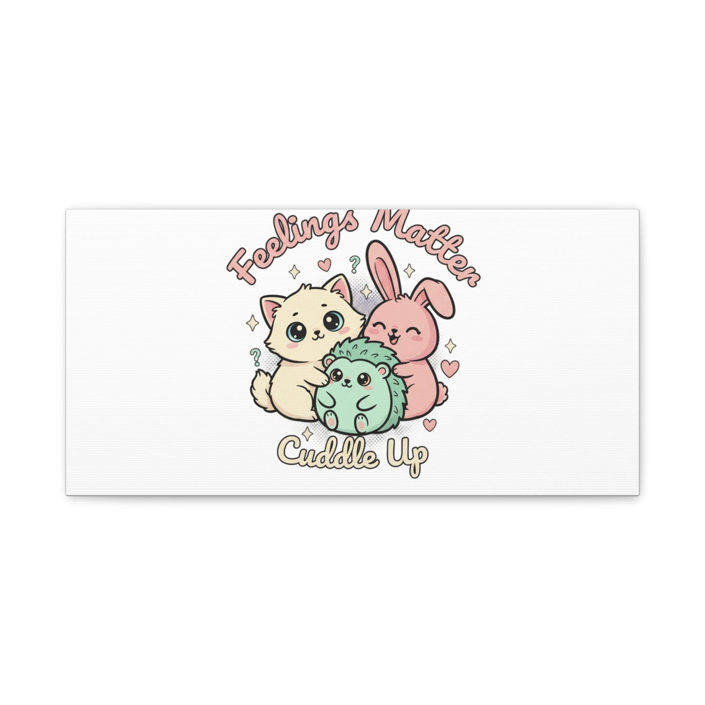 Feelings Matter Cuddle Up Canvas | Tiny Animals, Emotive Cute Animal Art - AKYCO