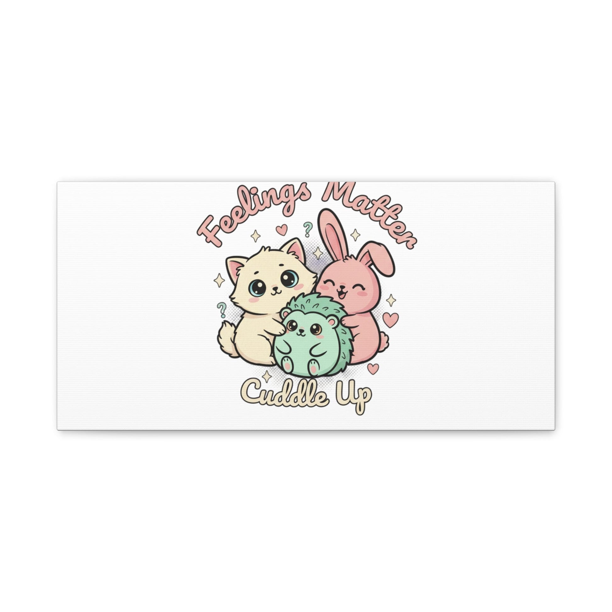Feelings Matter Cuddle Up Canvas | Tiny Animals, Emotive Cute Animal Art - AKYCO