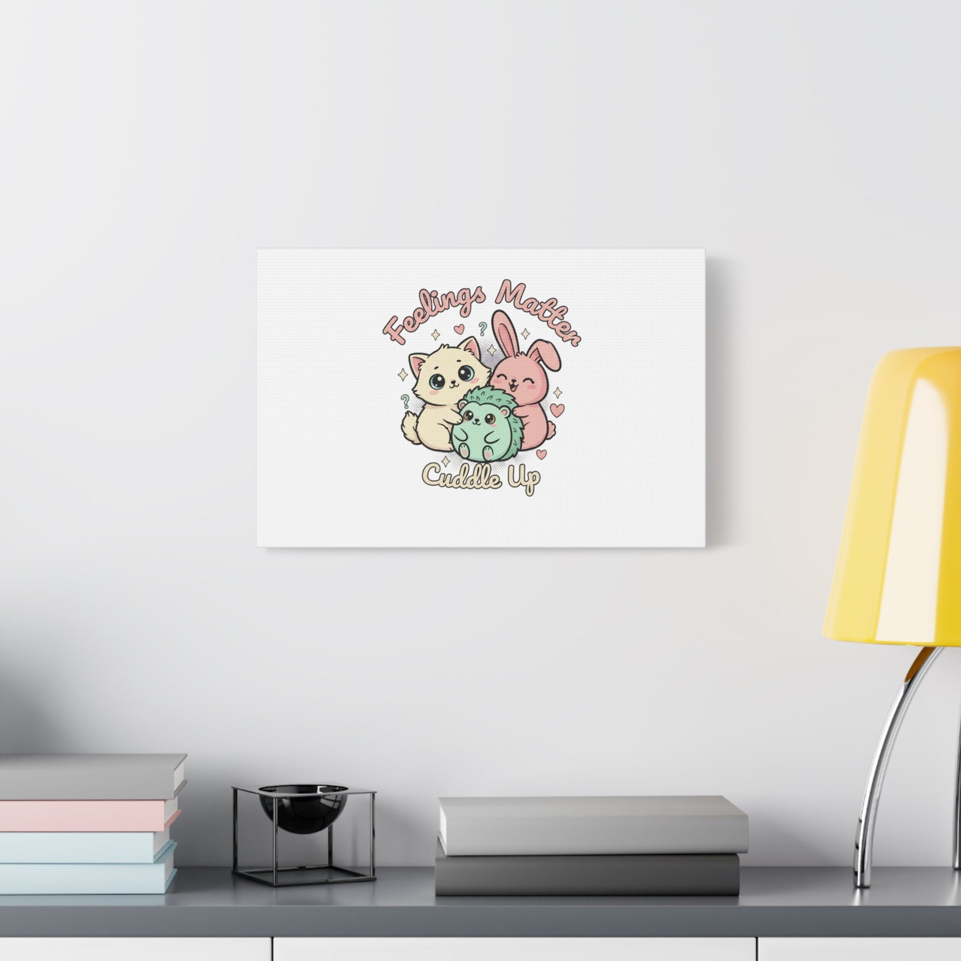 Feelings Matter Cuddle Up Canvas | Tiny Animals, Emotive Cute Animal Art - AKYCO