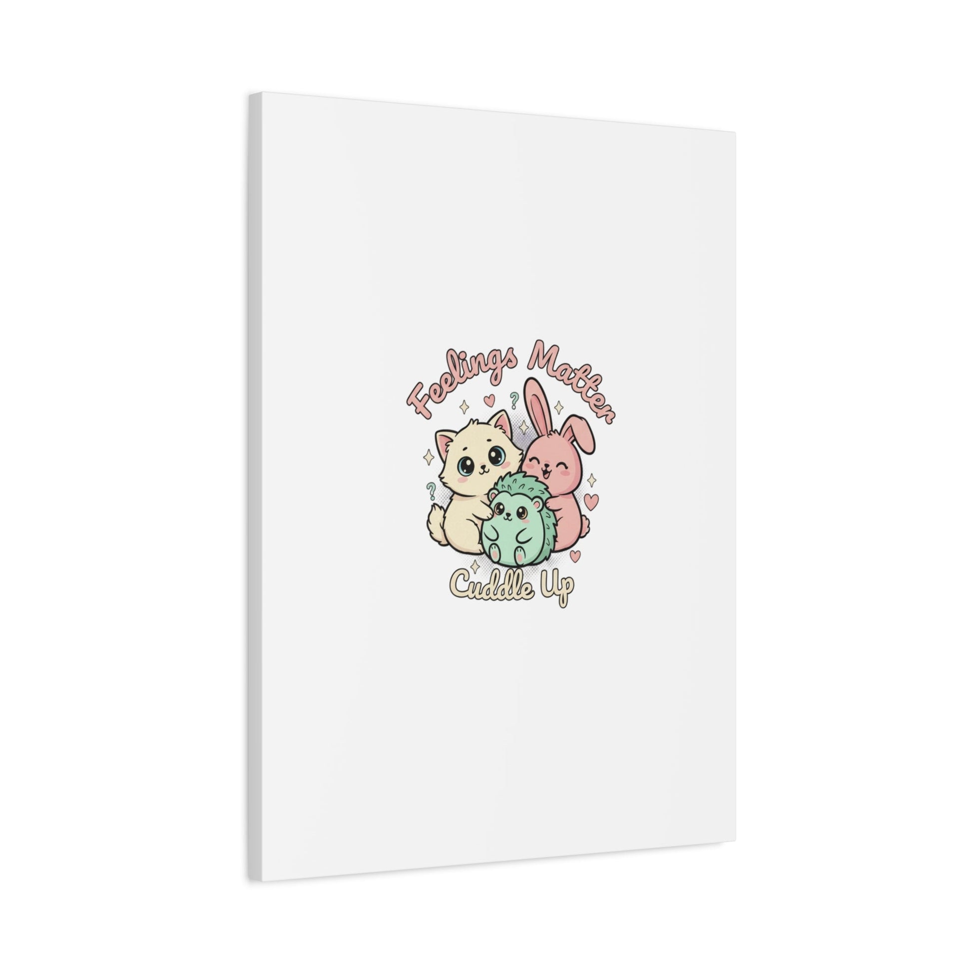 Feelings Matter Cuddle Up Canvas | Tiny Animals, Emotive Cute Animal Art - AKYCO