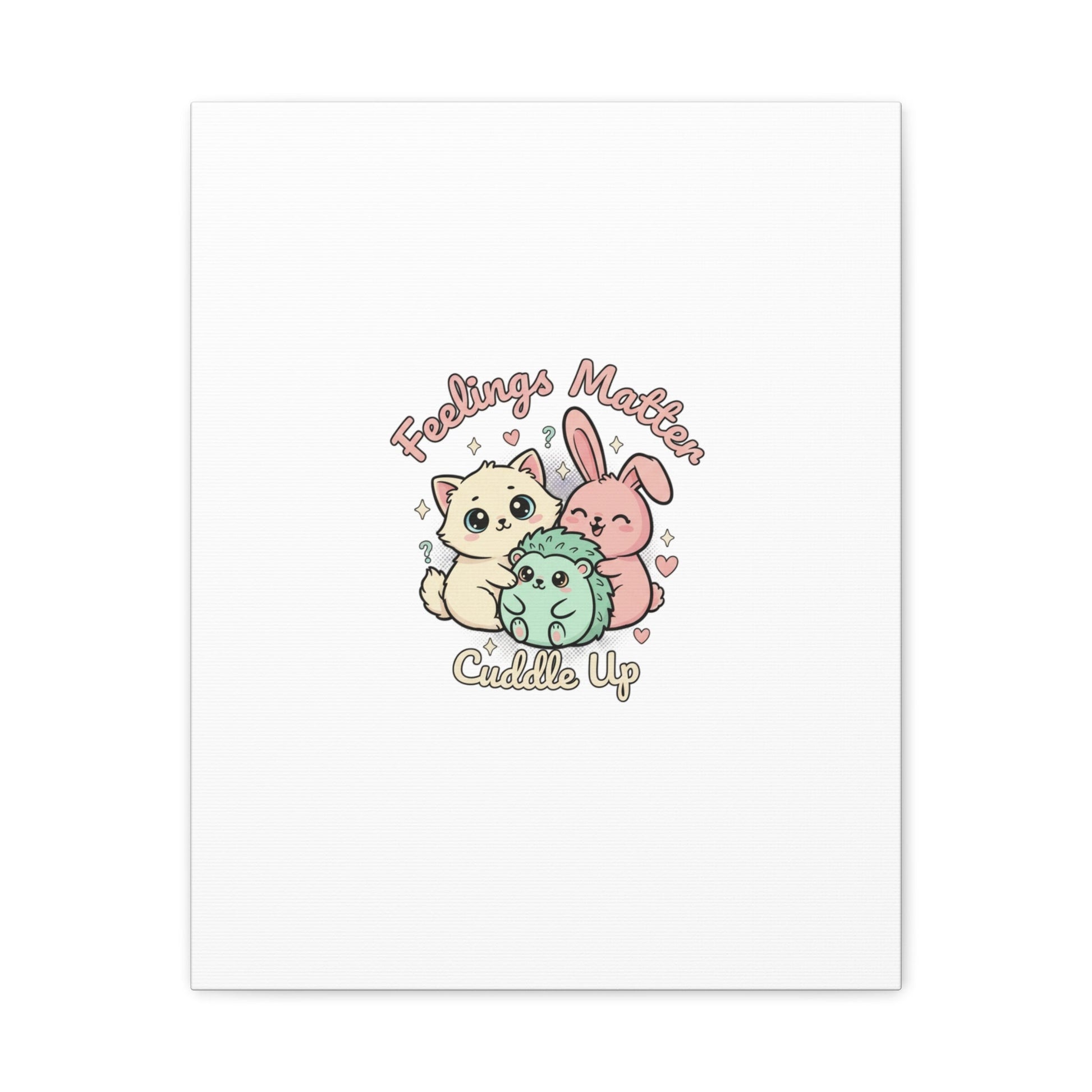 Feelings Matter Cuddle Up Canvas | Tiny Animals, Emotive Cute Animal Art - AKYCO