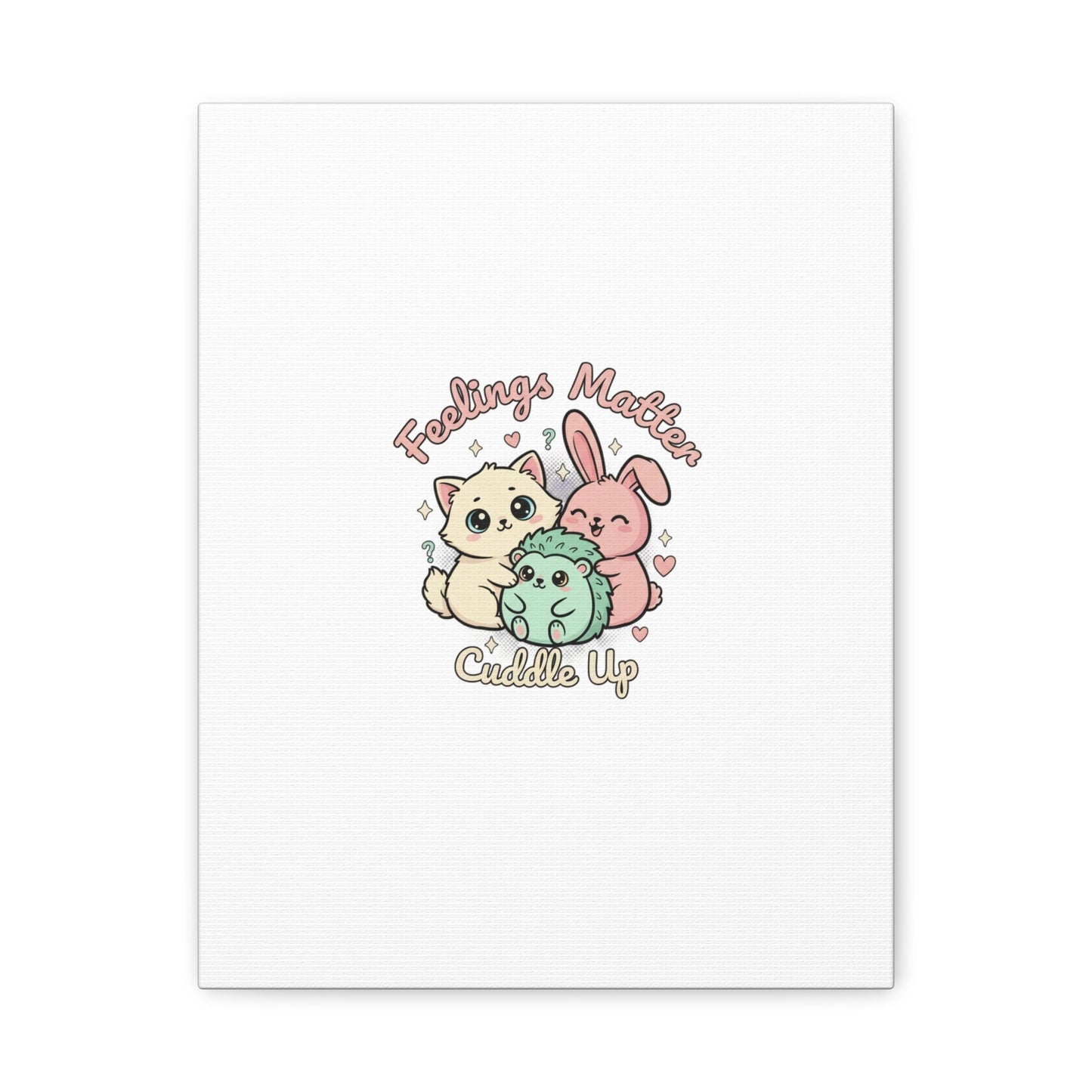 Feelings Matter Cuddle Up Canvas | Tiny Animals, Emotive Cute Animal Art - AKYCO