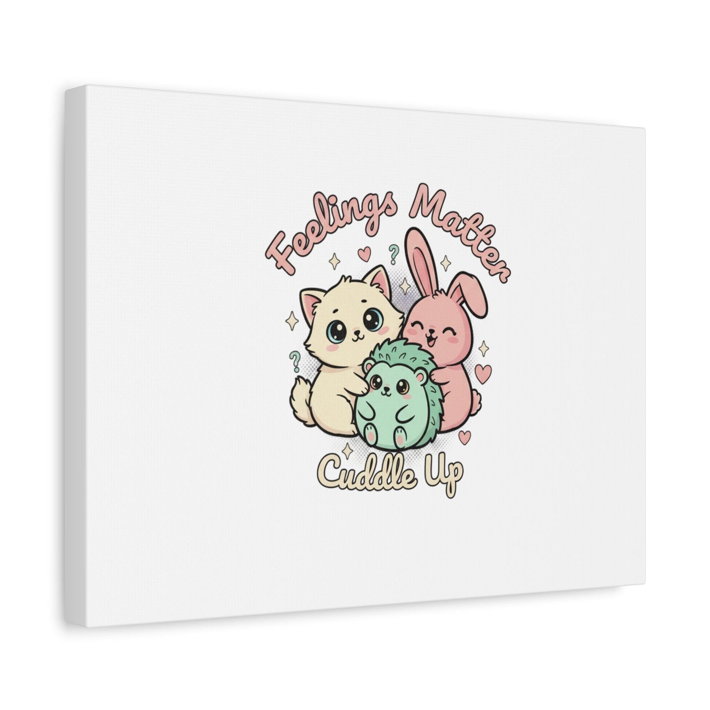 Feelings Matter Cuddle Up Canvas | Tiny Animals, Emotive Cute Animal Art - AKYCO